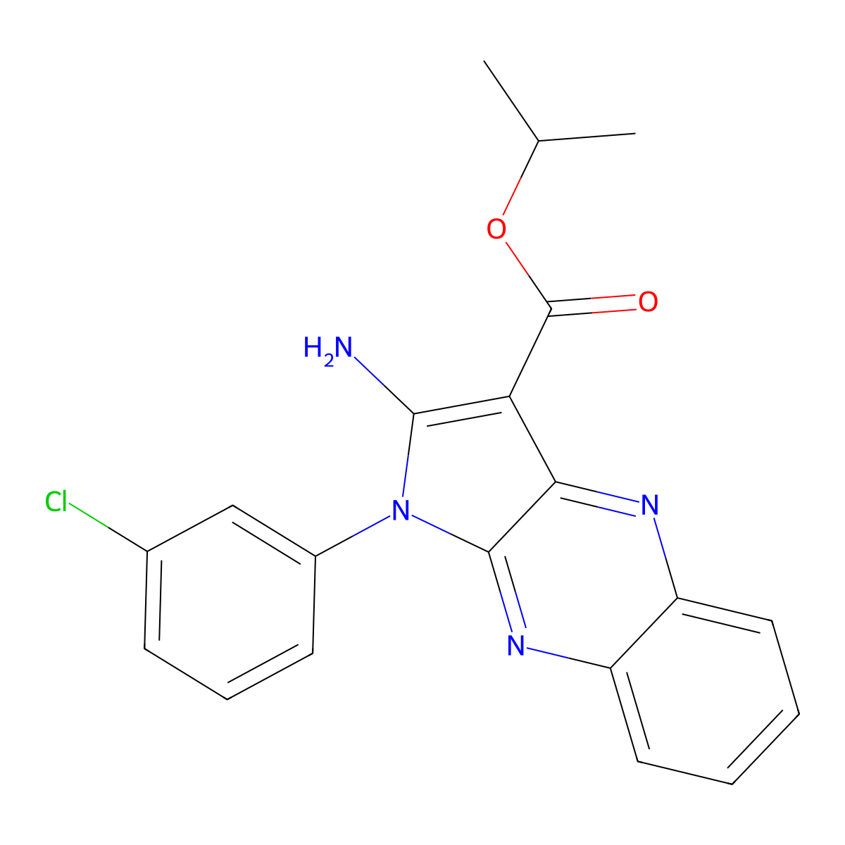 Propan-2-yl 2-amino-1-(3-chlorophenyl)pyrrolo[3,2-b]quinoxaline-3-carboxylate molecular structure, CAS 498536-95-1