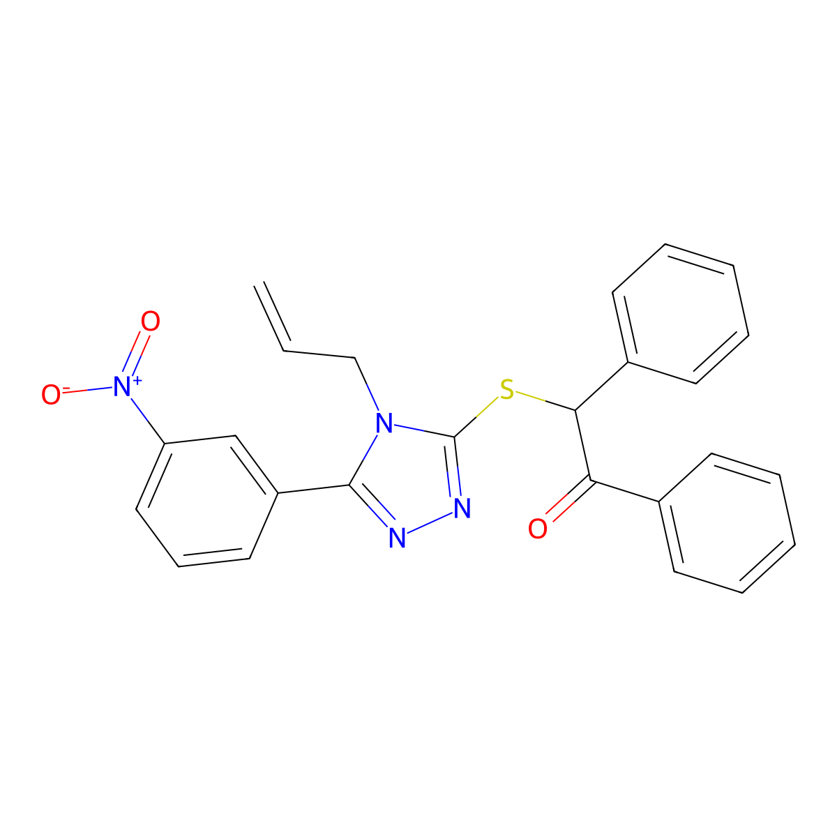 2-[[5-(3-Nitrophenyl)-4-prop-2-enyl-1,2,4-triazol-3-yl]sulfanyl]-1,2-diphenylethanone molecular structure, CAS 498536-96-2