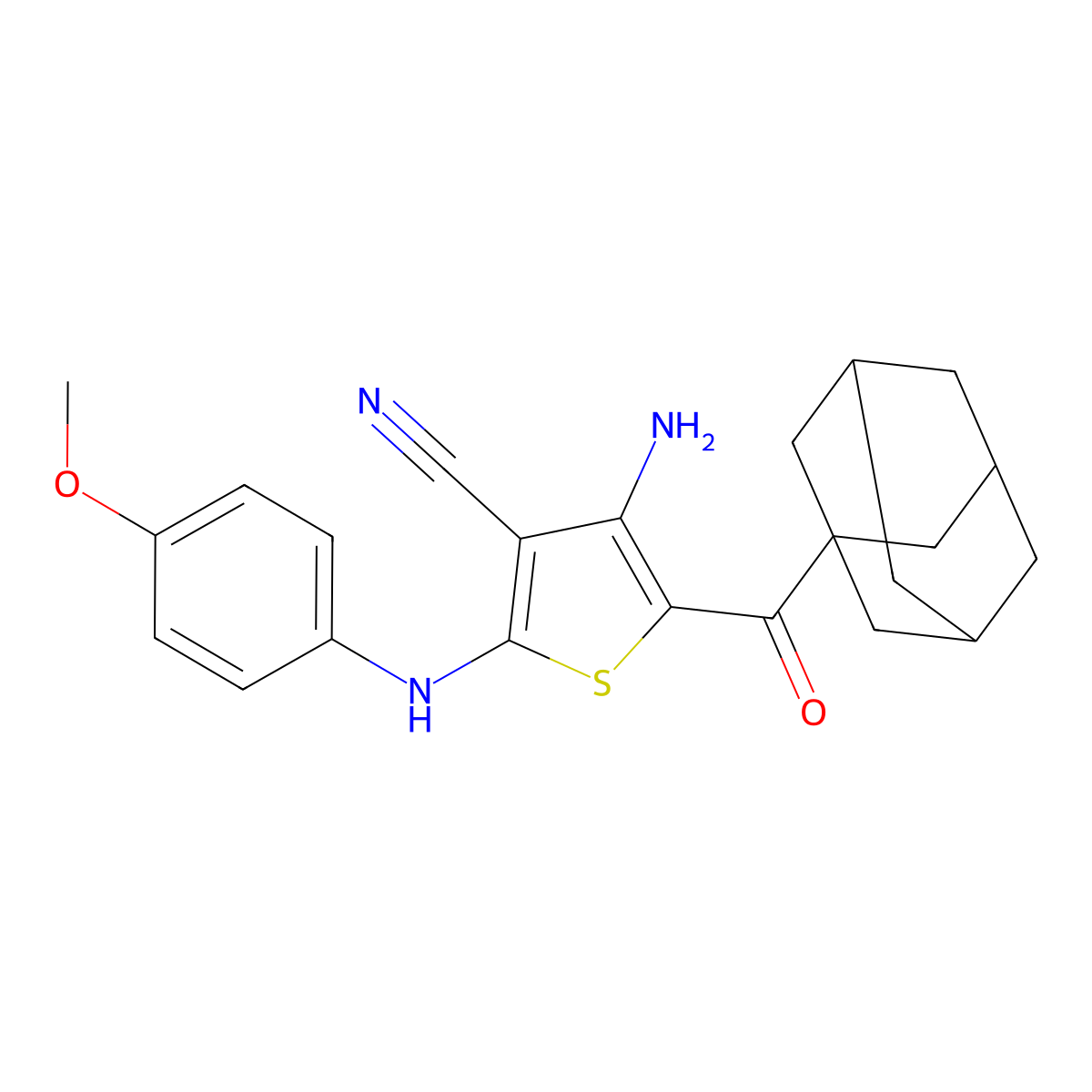 5-(Adamantane-1-carbonyl)-4-amino-2-(4-methoxyanilino)thiophene-3-carbonitrile molecular structure, CAS 498537-16-9