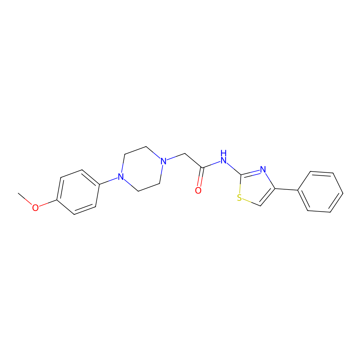 2-[4-(4-methoxyphenyl)piperazin-1-yl]-N-(4-phenyl-1,3-thiazol-2-yl)acetamide molecular structure, CAS 498537-38-5