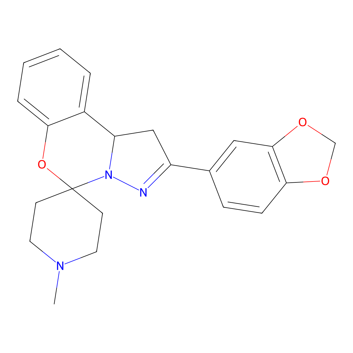2-(Benzo[d][1,3]dioxol-5-yl)-1'-methyl-1,10b-dihydrospiro[benzo[e]pyrazolo[1,5-c][1,3]oxazine-5,4'-piperidine] molecular structure, CAS 498537-64-7