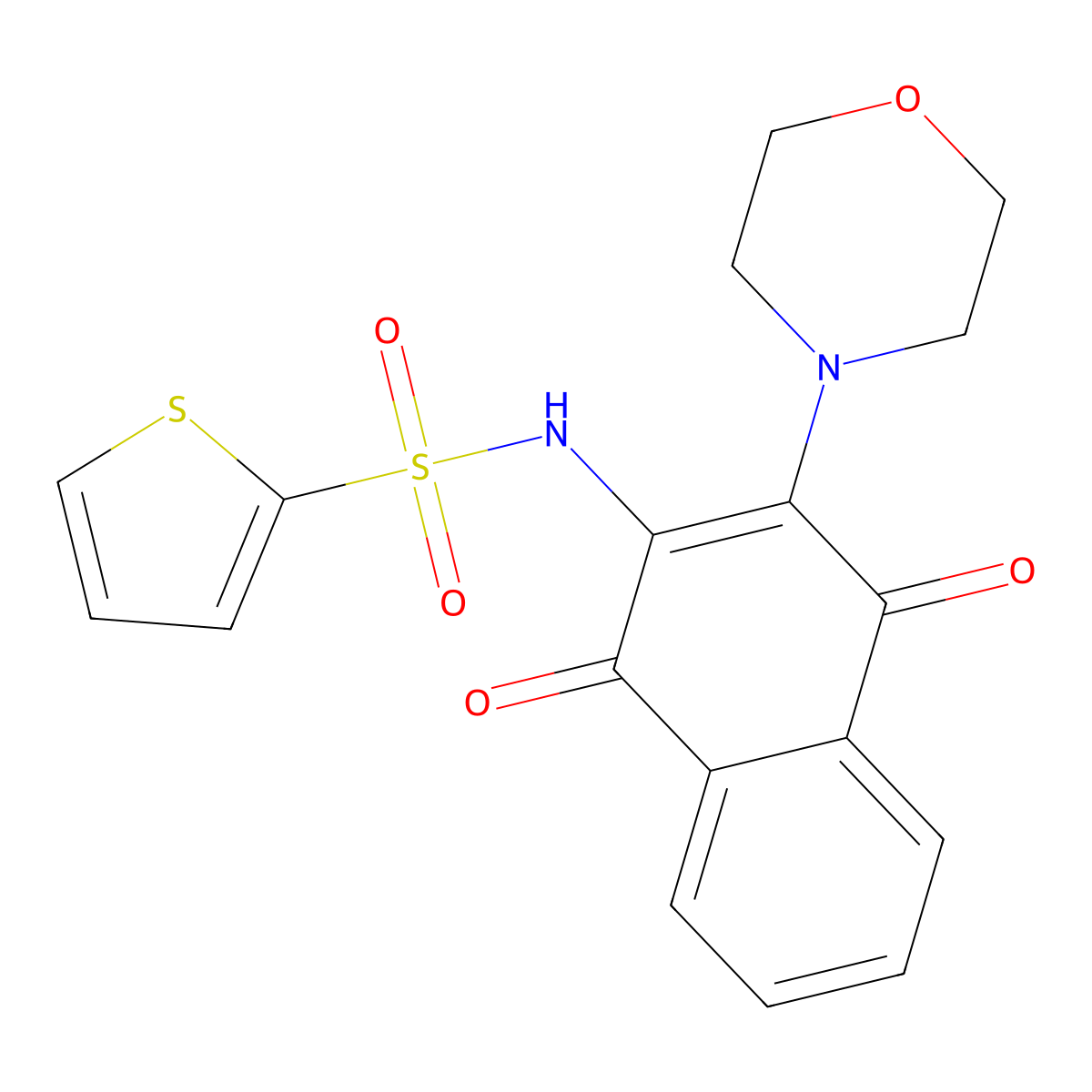 N-(3-morpholin-4-yl-1,4-dioxonaphthalen-2-yl)thiophene-2-sulfonamide molecular structure, CAS 498537-69-2