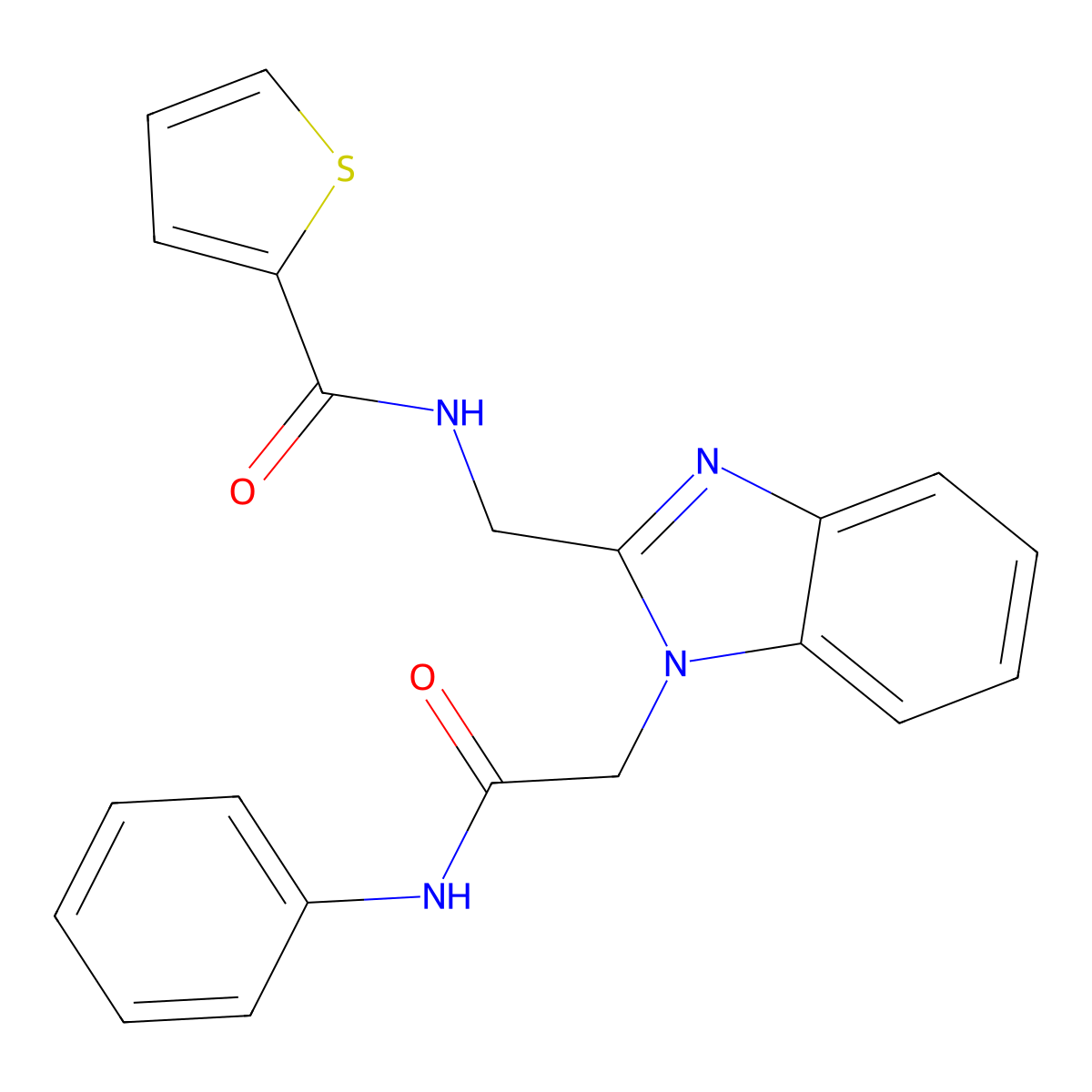 N-({1-[(phenylcarbamoyl)methyl]-1H-1,3-benzodiazol-2-yl}methyl)thiophene-2-carboxamide molecular structure, CAS 498537-92-1