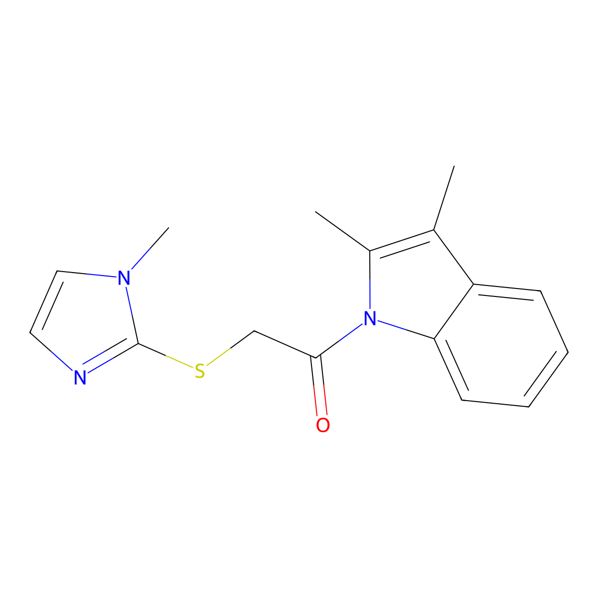 1-(2,3-dimethyl-1H-indol-1-yl)-2-[(1-methyl-1H-imidazol-2-yl)sulfanyl]ethanone molecular structure, CAS 498538-32-2