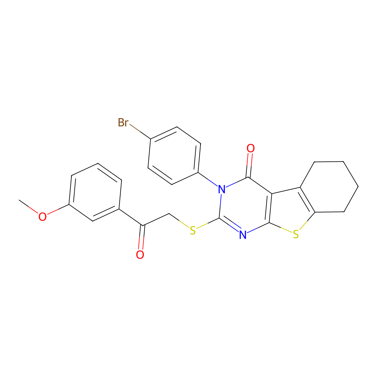 3-(4-bromophenyl)-2-{[2-(3-methoxyphenyl)-2-oxoethyl]sulfanyl}-5,6,7,8-tetrahydro[1]benzothieno[2,3-d]pyrimidin-4(3H)-one molecular structure, CAS 498545-52-1