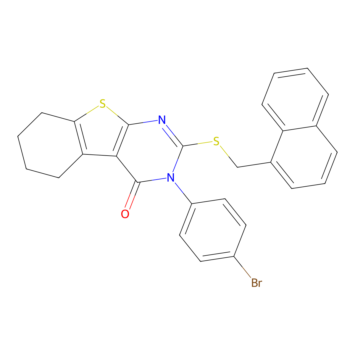 3-(4-bromophenyl)-2-[(naphthalen-1-ylmethyl)sulfanyl]-5,6,7,8-tetrahydro[1]benzothieno[2,3-d]pyrimidin-4(3H)-one molecular structure, CAS 498545-84-9