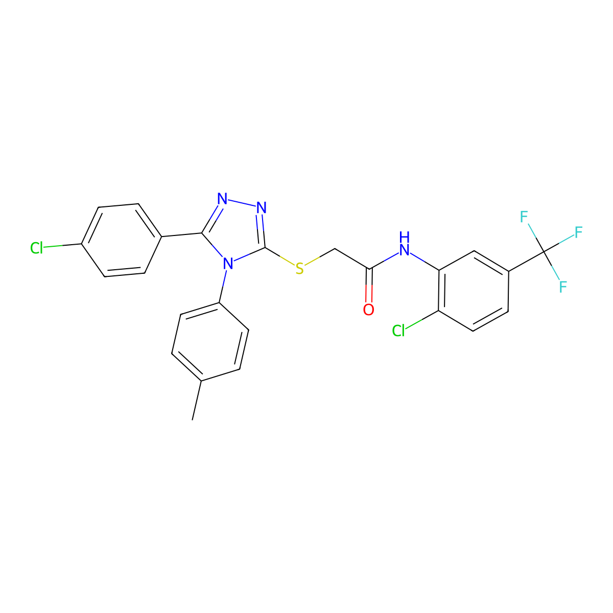 2-{[5-(4-chlorophenyl)-4-(4-methylphenyl)-4H-1,2,4-triazol-3-yl]sulfanyl}-N-[2-chloro-5-(trifluoromethyl)phenyl]acetamide molecular structure, CAS 498545-98-5