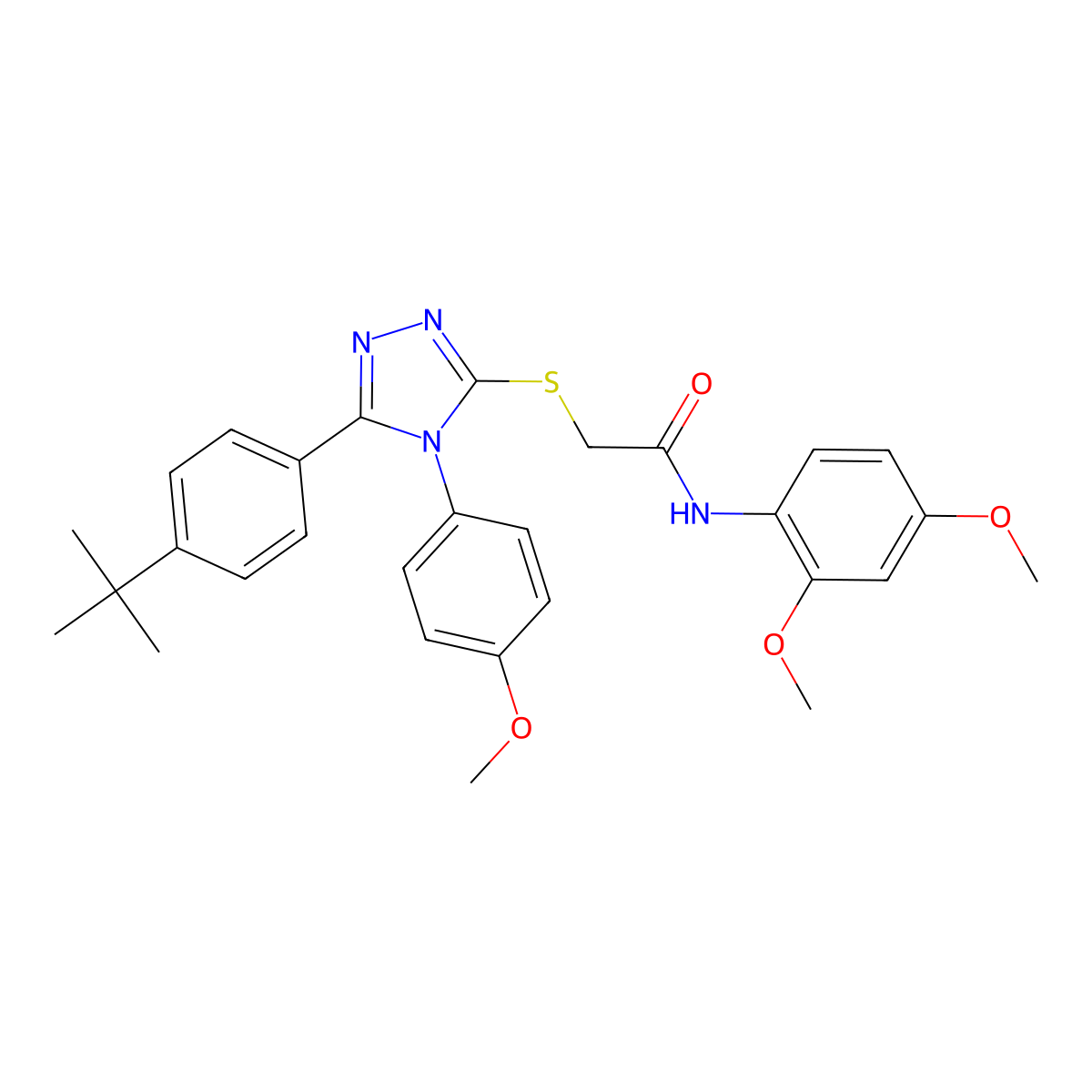 2-{[5-(4-tert-butylphenyl)-4-(4-methoxyphenyl)-4H-1,2,4-triazol-3-yl]sulfanyl}-N-(2,4-dimethoxyphenyl)acetamide molecular structure, CAS 498546-02-4