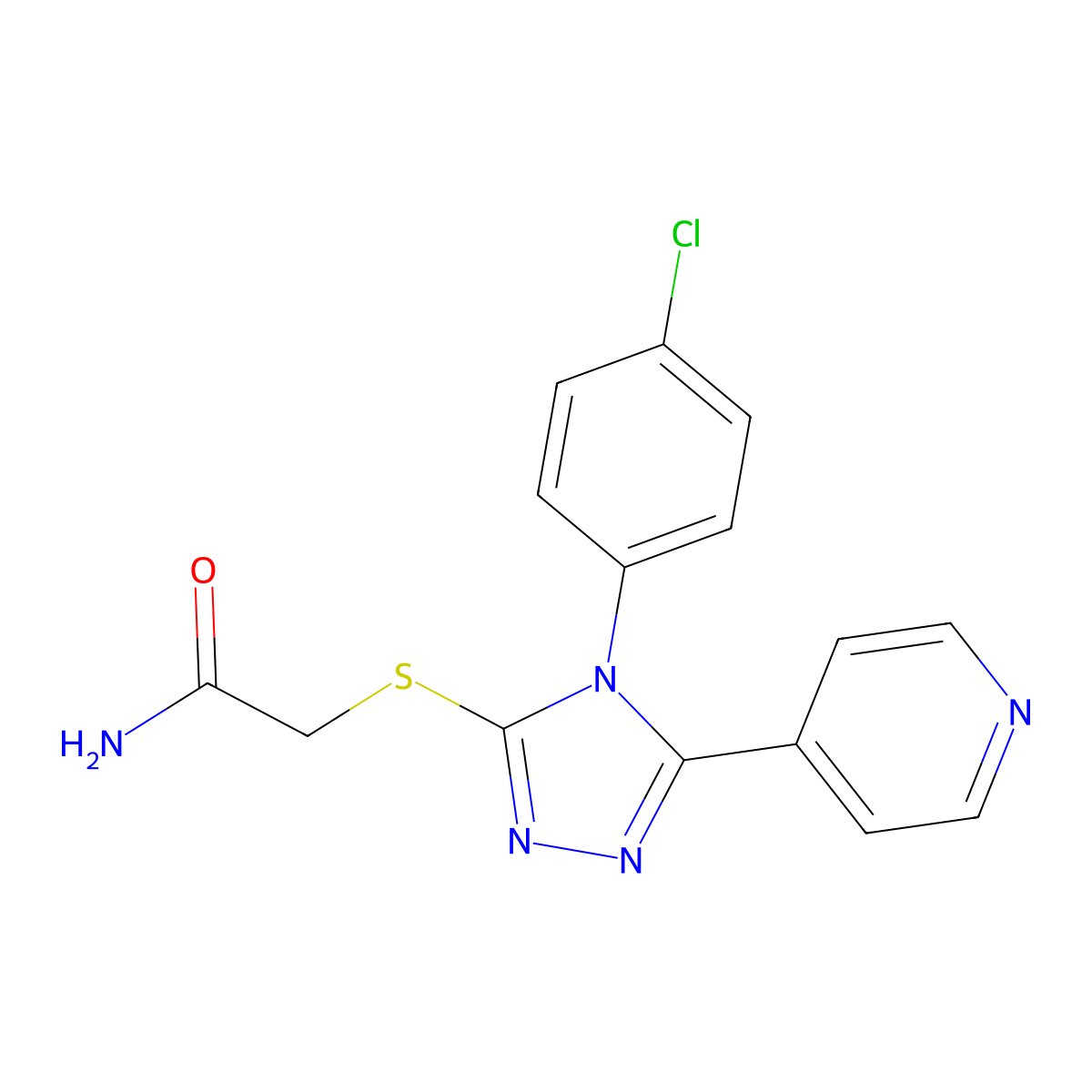 2-{[4-(4-chlorophenyl)-5-(pyridin-4-yl)-4H-1,2,4-triazol-3-yl]sulfanyl}acetamide molecular structure, CAS 498546-22-8