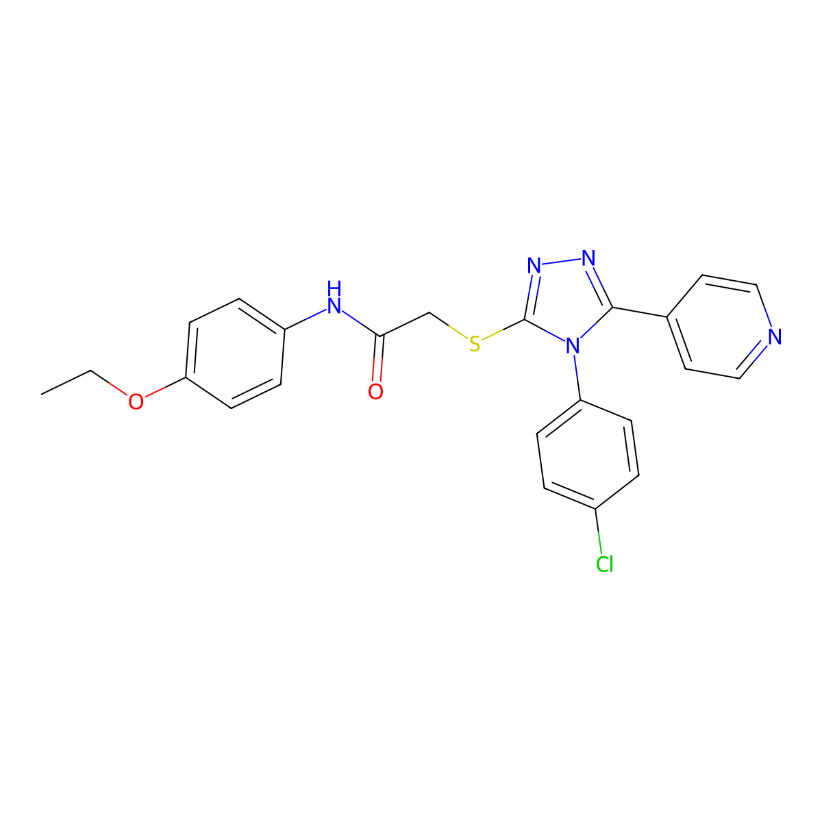 2-{[4-(4-chlorophenyl)-5-(pyridin-4-yl)-4H-1,2,4-triazol-3-yl]sulfanyl}-N-(4-ethoxyphenyl)acetamide molecular structure, CAS 498546-25-1