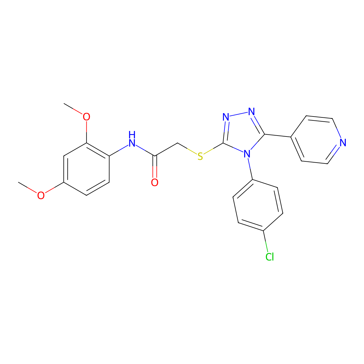 2-{[4-(4-chlorophenyl)-5-(pyridin-4-yl)-4H-1,2,4-triazol-3-yl]sulfanyl}-N-(2,4-dimethoxyphenyl)acetamide molecular structure, CAS 498546-26-2