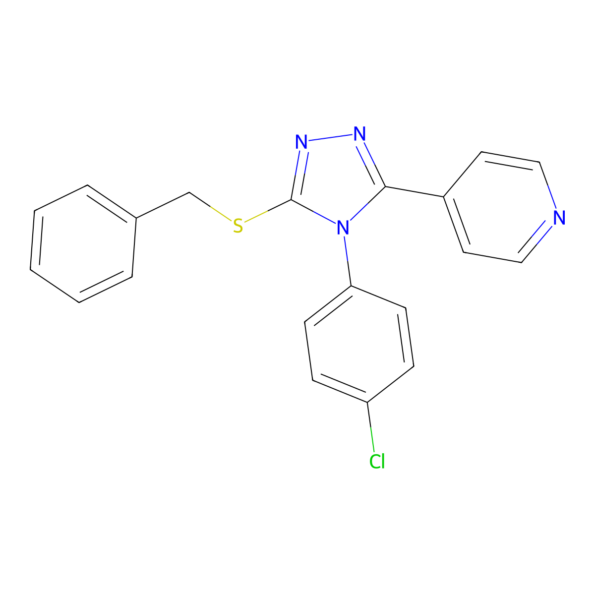 4-[5-(benzylsulfanyl)-4-(4-chlorophenyl)-4H-1,2,4-triazol-3-yl]pyridine molecular structure, CAS 498546-33-1