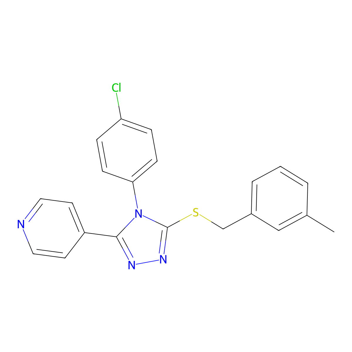 4-{4-(4-chlorophenyl)-5-[(3-methylbenzyl)sulfanyl]-4H-1,2,4-triazol-3-yl}pyridine molecular structure, CAS 498546-35-3