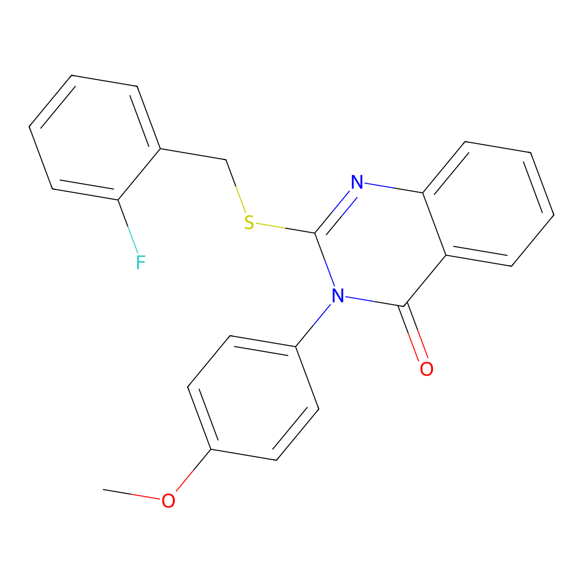 2-[(2-Fluorophenyl)methylsulfanyl]-3-(4-methoxyphenyl)quinazolin-4-one molecular structure, CAS 498546-42-2