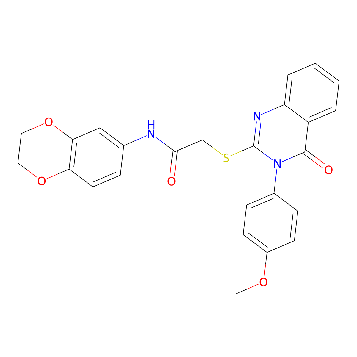 N-(2,3-dihydro-1,4-benzodioxin-6-yl)-2-{[3-(4-methoxyphenyl)-4-oxo-3,4-dihydroquinazolin-2-yl]sulfanyl}acetamide molecular structure, CAS 498546-45-5