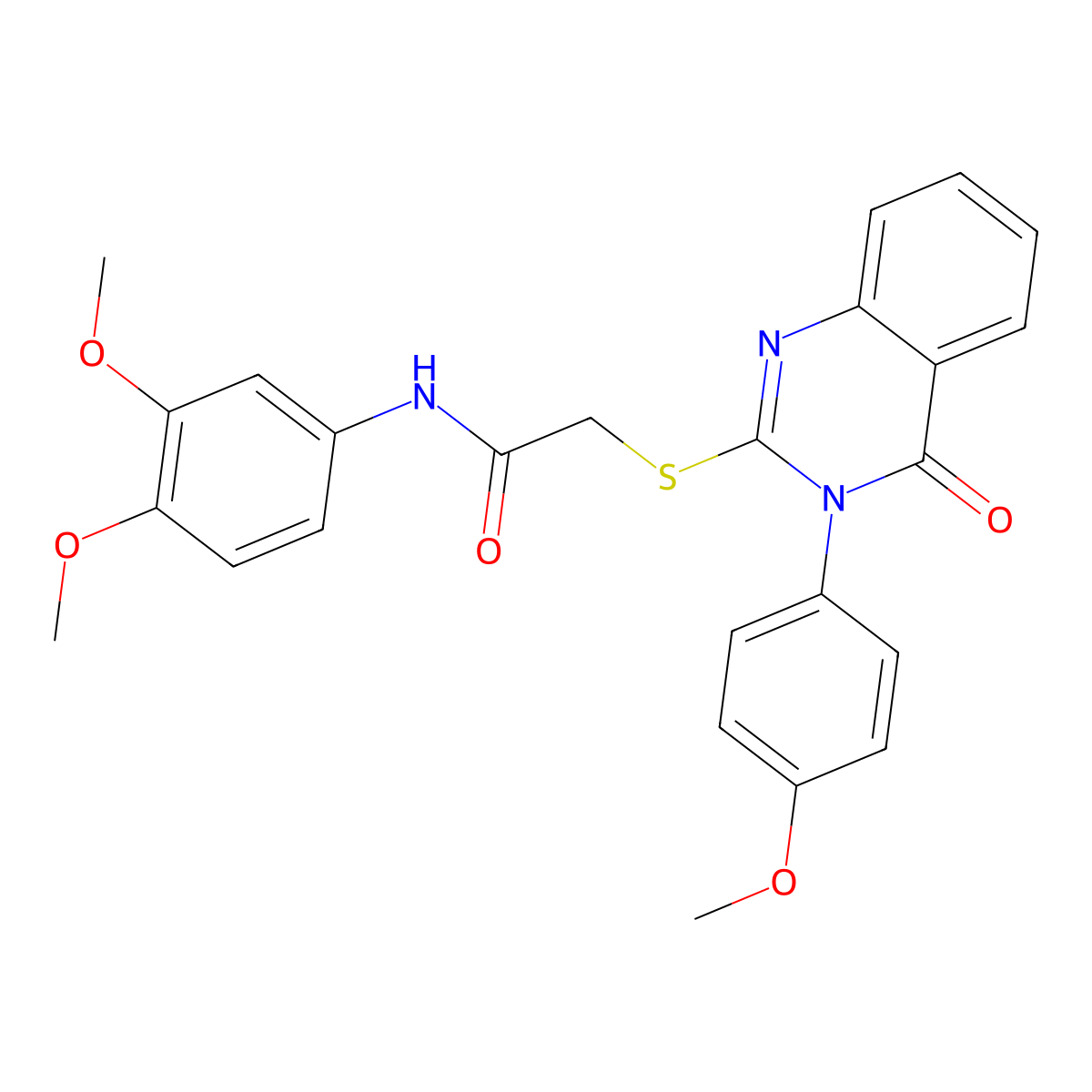 N-(3,4-dimethoxyphenyl)-2-[3-(4-methoxyphenyl)-4-oxoquinazolin-2-yl]sulfanylacetamide molecular structure, CAS 498546-66-0