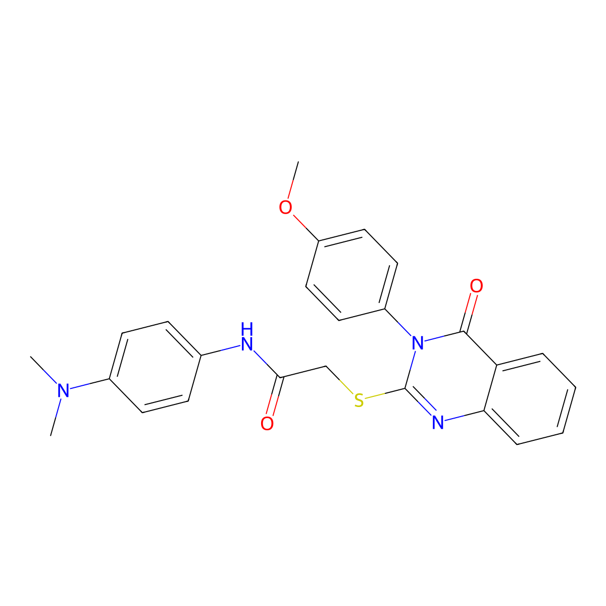 N-[4-(dimethylamino)phenyl]-2-{[3-(4-methoxyphenyl)-4-oxo-3,4-dihydroquinazolin-2-yl]sulfanyl}acetamide molecular structure, CAS 498546-74-0