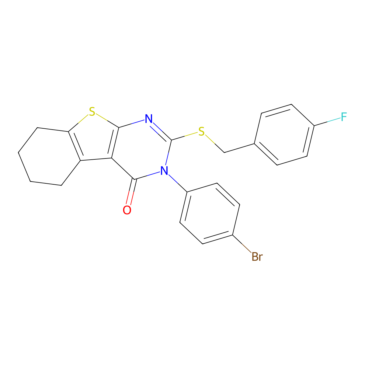 3-(4-bromophenyl)-2-[(4-fluorobenzyl)sulfanyl]-5,6,7,8-tetrahydro[1]benzothieno[2,3-d]pyrimidin-4(3H)-one molecular structure, CAS 498546-91-1