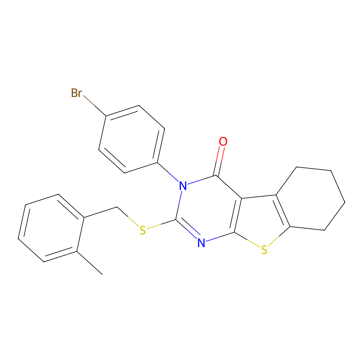 3-(4-bromophenyl)-2-[(2-methylbenzyl)sulfanyl]-5,6,7,8-tetrahydro[1]benzothieno[2,3-d]pyrimidin-4(3H)-one molecular structure, CAS 498546-94-4