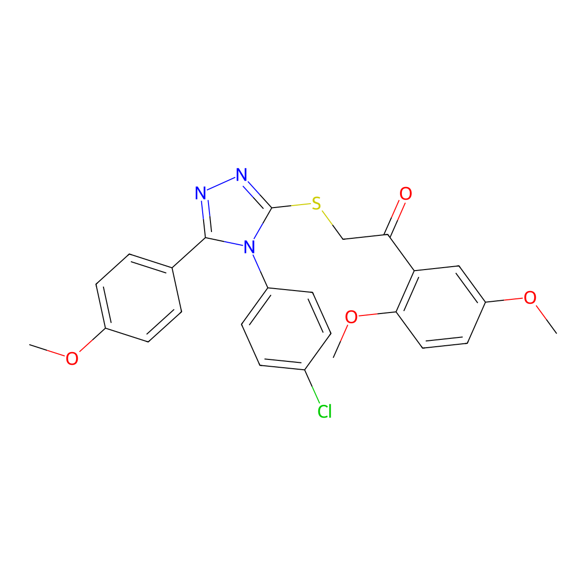 2-{[4-(4-chlorophenyl)-5-(4-methoxyphenyl)-4H-1,2,4-triazol-3-yl]sulfanyl}-1-(2,5-dimethoxyphenyl)ethanone molecular structure, CAS 498547-09-4