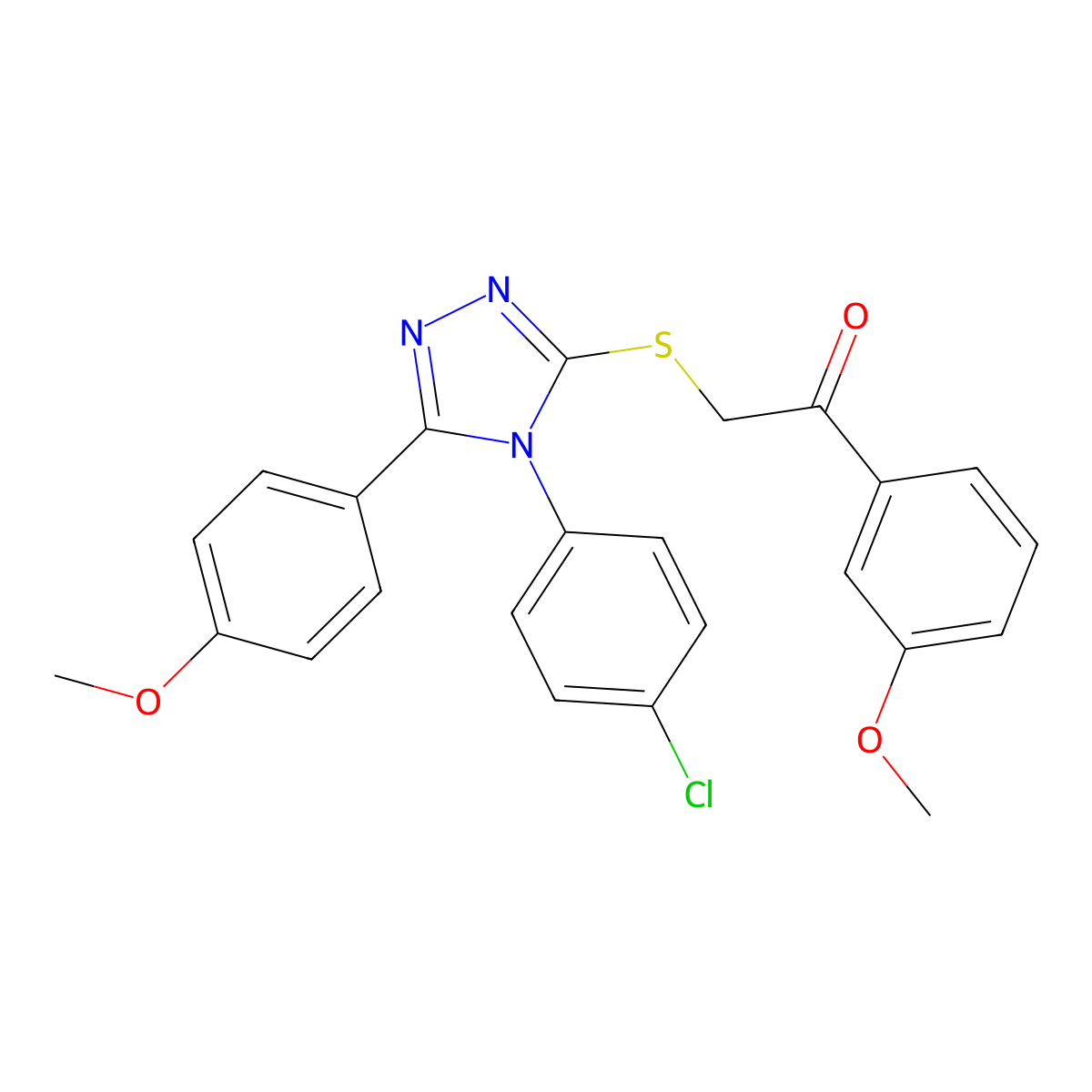 2-{[4-(4-chlorophenyl)-5-(4-methoxyphenyl)-4H-1,2,4-triazol-3-yl]sulfanyl}-1-(3-methoxyphenyl)ethanone molecular structure, CAS 498547-10-7