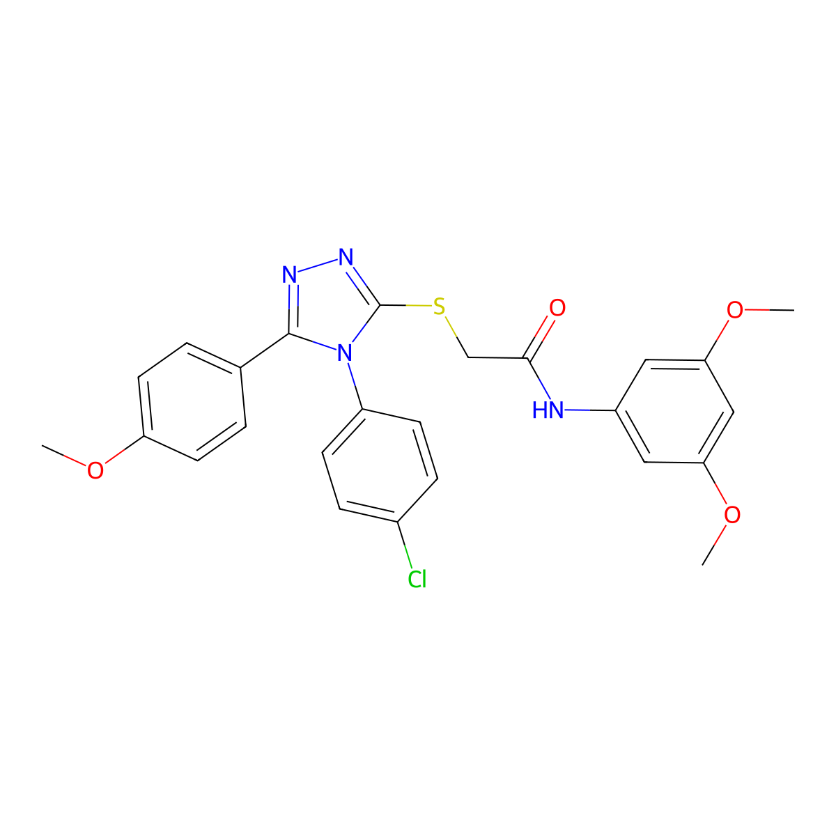 2-{[4-(4-chlorophenyl)-5-(4-methoxyphenyl)-4H-1,2,4-triazol-3-yl]sulfanyl}-N-(3,5-dimethoxyphenyl)acetamide molecular structure, CAS 498547-11-8