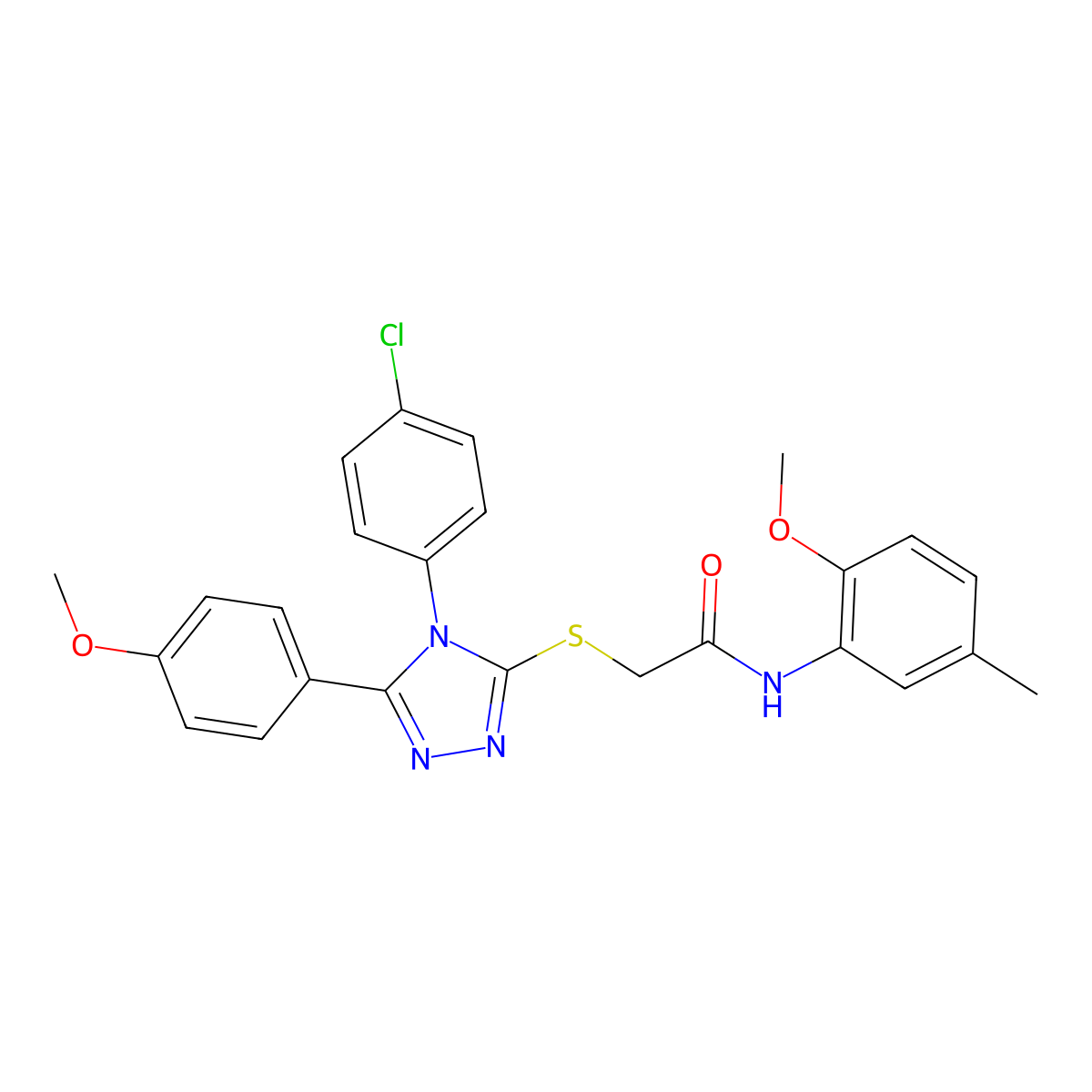 2-{[4-(4-chlorophenyl)-5-(4-methoxyphenyl)-4H-1,2,4-triazol-3-yl]sulfanyl}-N-(2-methoxy-5-methylphenyl)acetamide molecular structure, CAS 498547-13-0