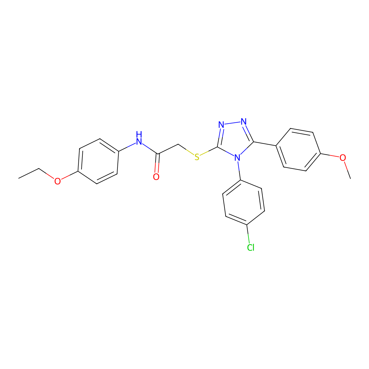 2-{[4-(4-chlorophenyl)-5-(4-methoxyphenyl)-4H-1,2,4-triazol-3-yl]sulfanyl}-N-(4-ethoxyphenyl)acetamide molecular structure, CAS 498547-15-2
