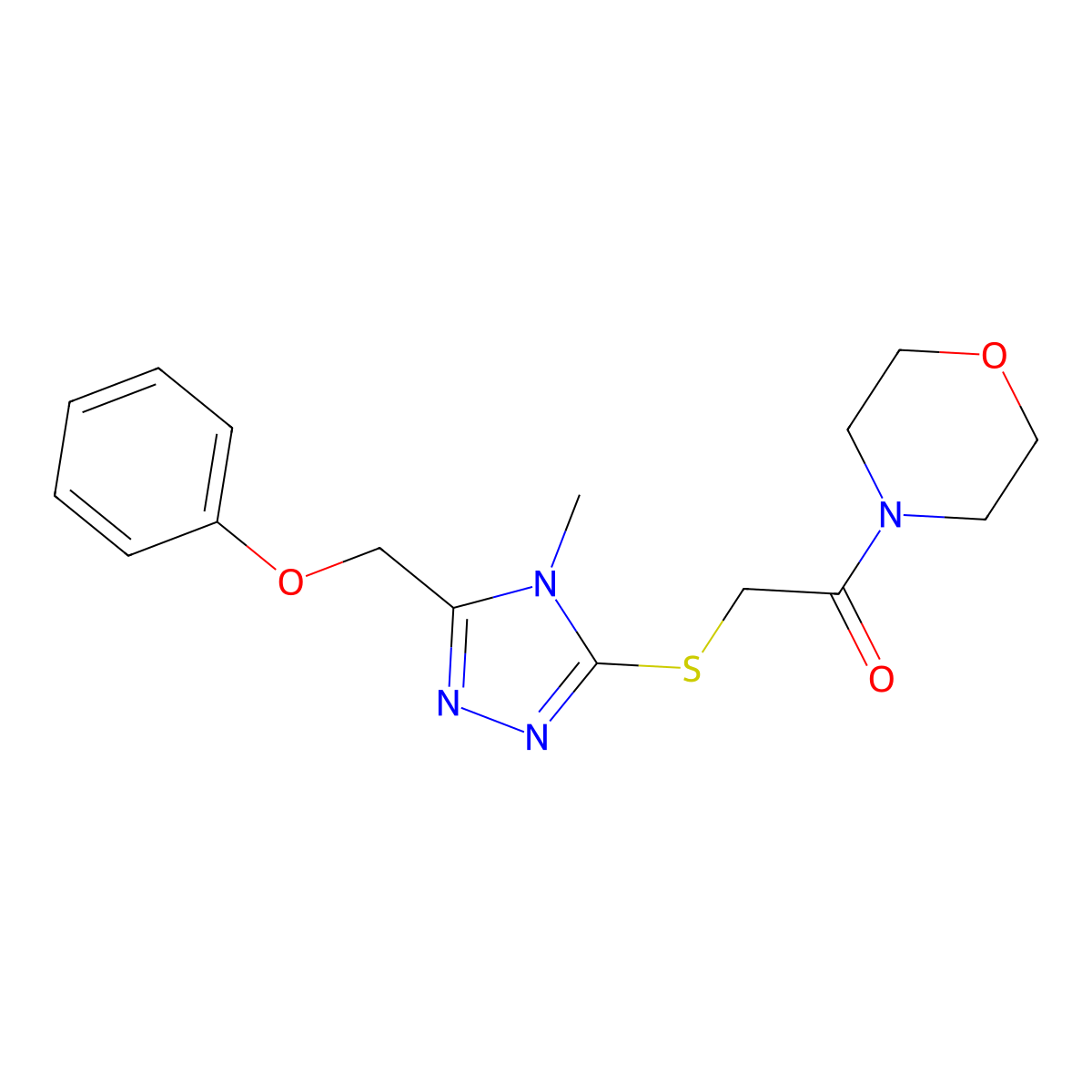 2-[[4-Methyl-5-(phenoxymethyl)-1,2,4-triazol-3-yl]sulfanyl]-1-morpholin-4-ylethanone molecular structure, CAS 498548-96-2