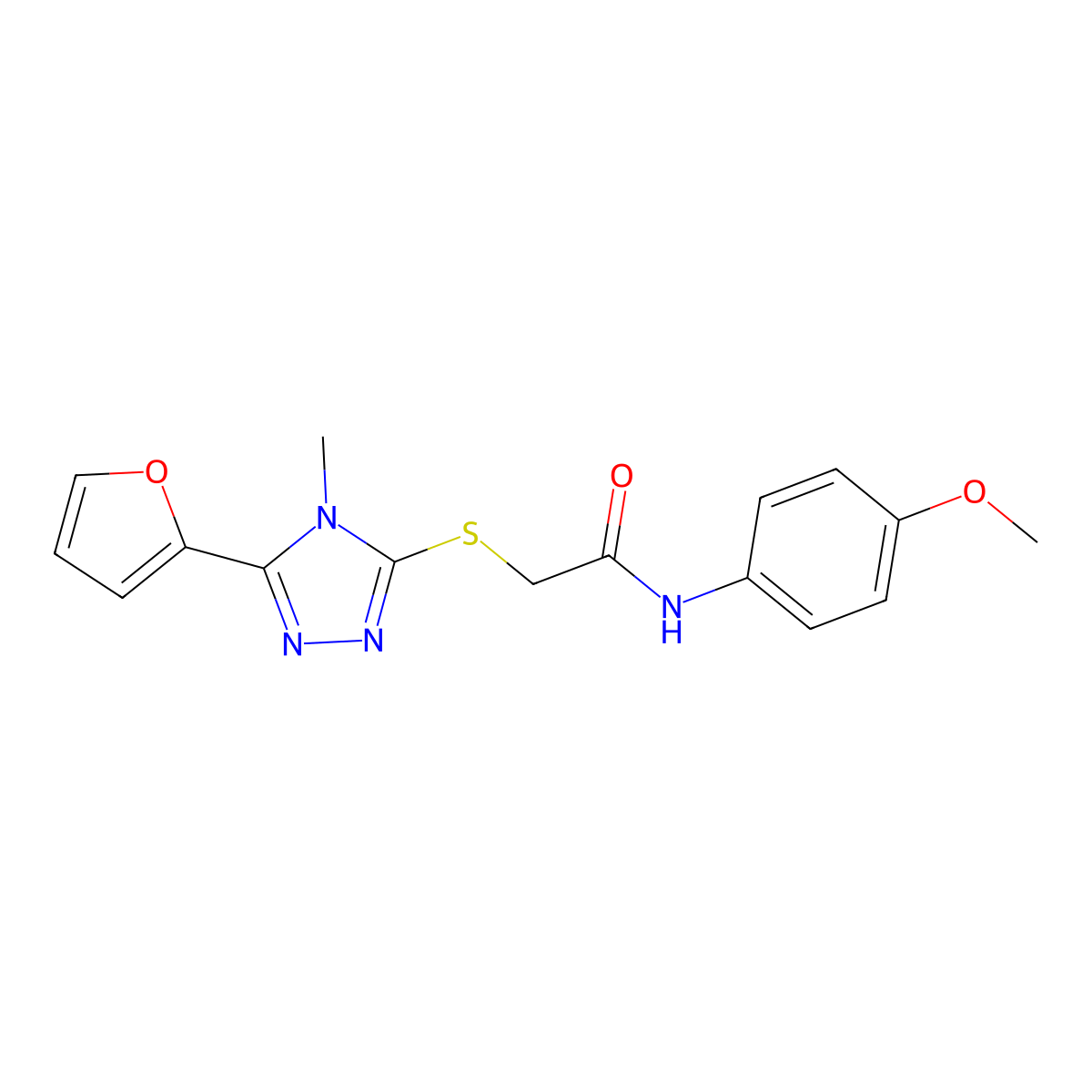 2-((5-(2-Furyl)-4-ME-4H-1,2,4-triazol-3-YL)thio)-N-(4-methoxyphenyl)acetamide molecular structure, CAS 498550-72-4