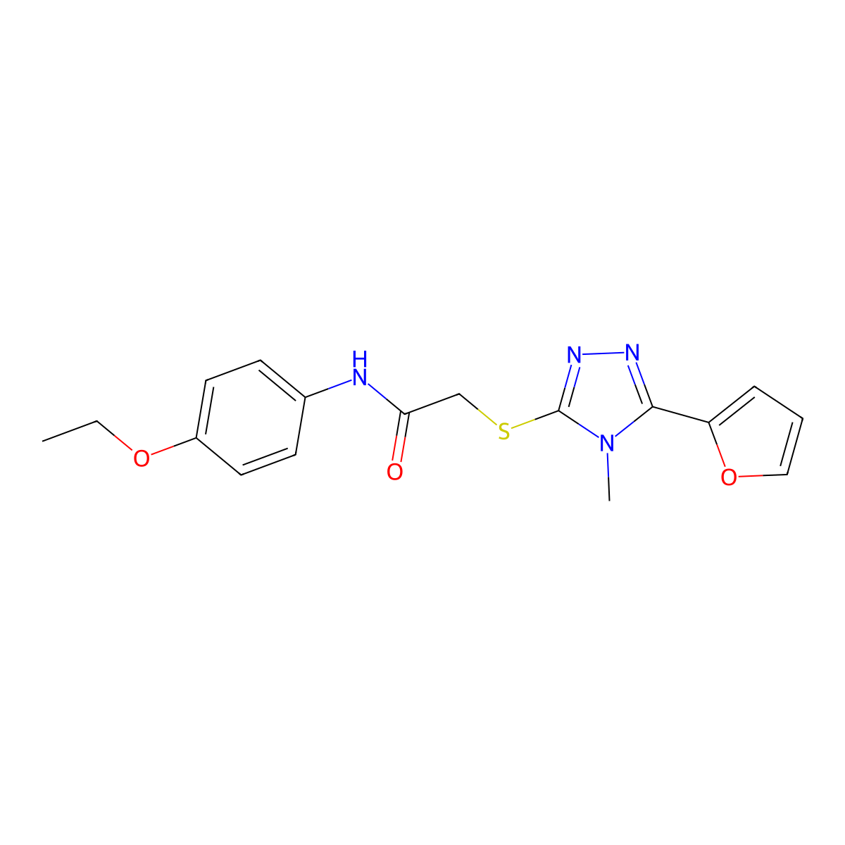 N-(4-ethoxyphenyl)-2-{[5-(furan-2-yl)-4-methyl-4H-1,2,4-triazol-3-yl]sulfanyl}acetamide molecular structure, CAS 498550-78-0