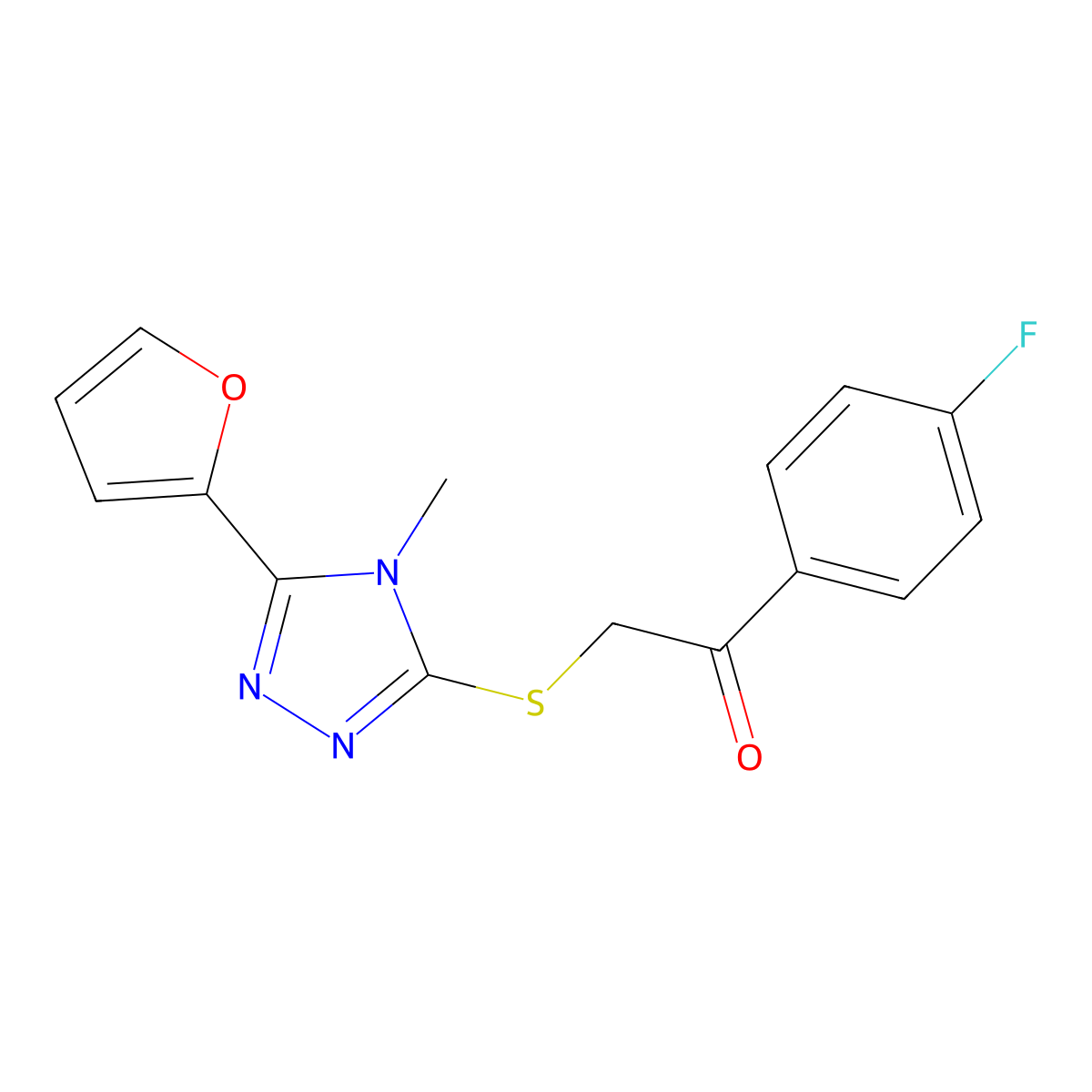 1-(4-fluorophenyl)-2-{[5-(furan-2-yl)-4-methyl-4H-1,2,4-triazol-3-yl]sulfanyl}ethanone molecular structure, CAS 498550-91-7