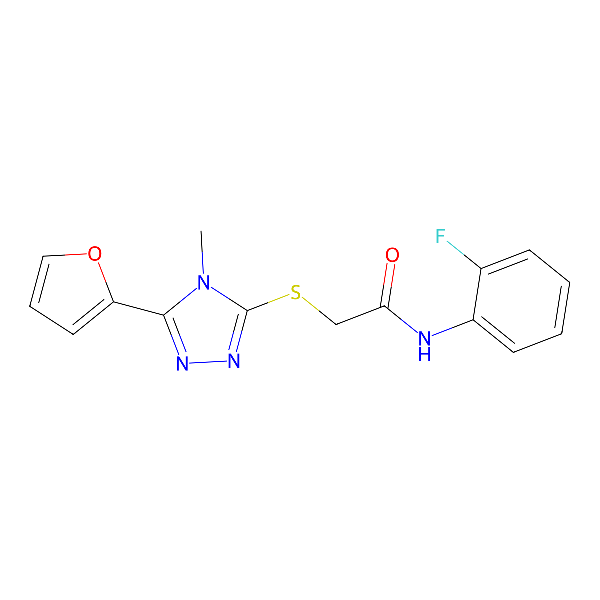 N-(2-fluorophenyl)-2-{[5-(furan-2-yl)-4-methyl-4H-1,2,4-triazol-3-yl]sulfanyl}acetamide molecular structure, CAS 498550-94-0