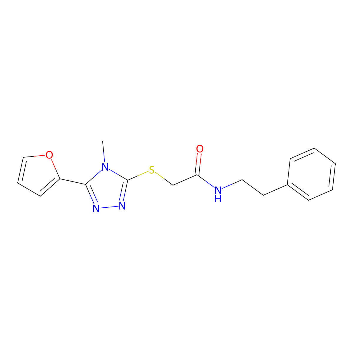 2-(5-Furan-2-yl-4-methyl-4H-[1,2,4]triazol-3-ylsulfanyl)-N-phenethyl-acetamide molecular structure, CAS 498550-98-4