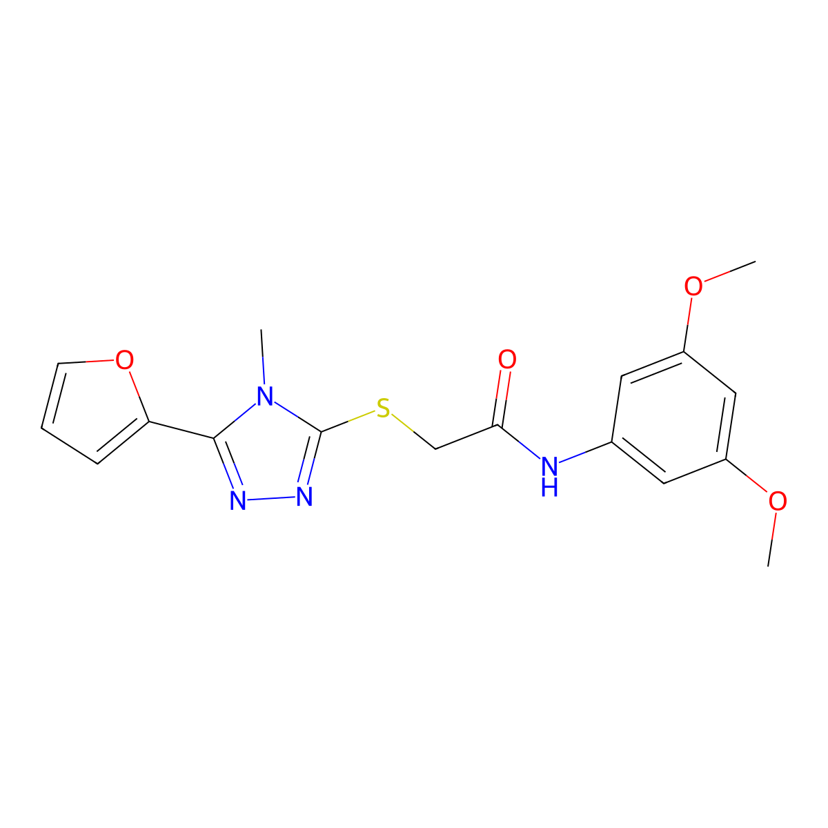 N-(3,5-dimethoxyphenyl)-2-{[5-(furan-2-yl)-4-methyl-4H-1,2,4-triazol-3-yl]sulfanyl}acetamide molecular structure, CAS 498551-12-5
