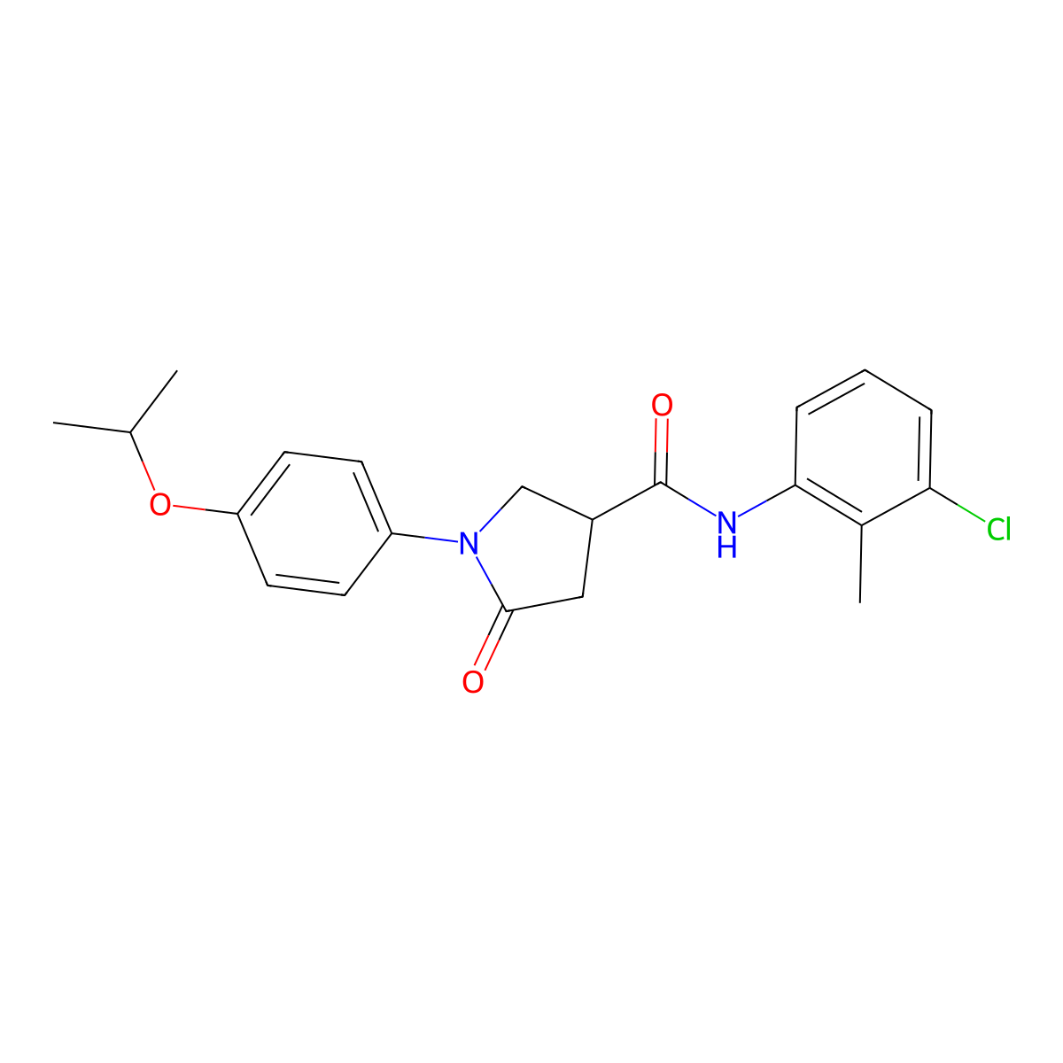 N-(3-chloro-2-methylphenyl)-5-oxo-1-[4-(propan-2-yloxy)phenyl]pyrrolidine-3-carboxamide molecular structure, CAS 498560-13-7