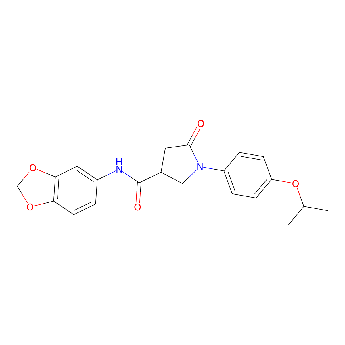 N-(1,3-benzodioxol-5-yl)-5-oxo-1-(4-propan-2-yloxyphenyl)pyrrolidine-3-carboxamide molecular structure, CAS 498560-19-3