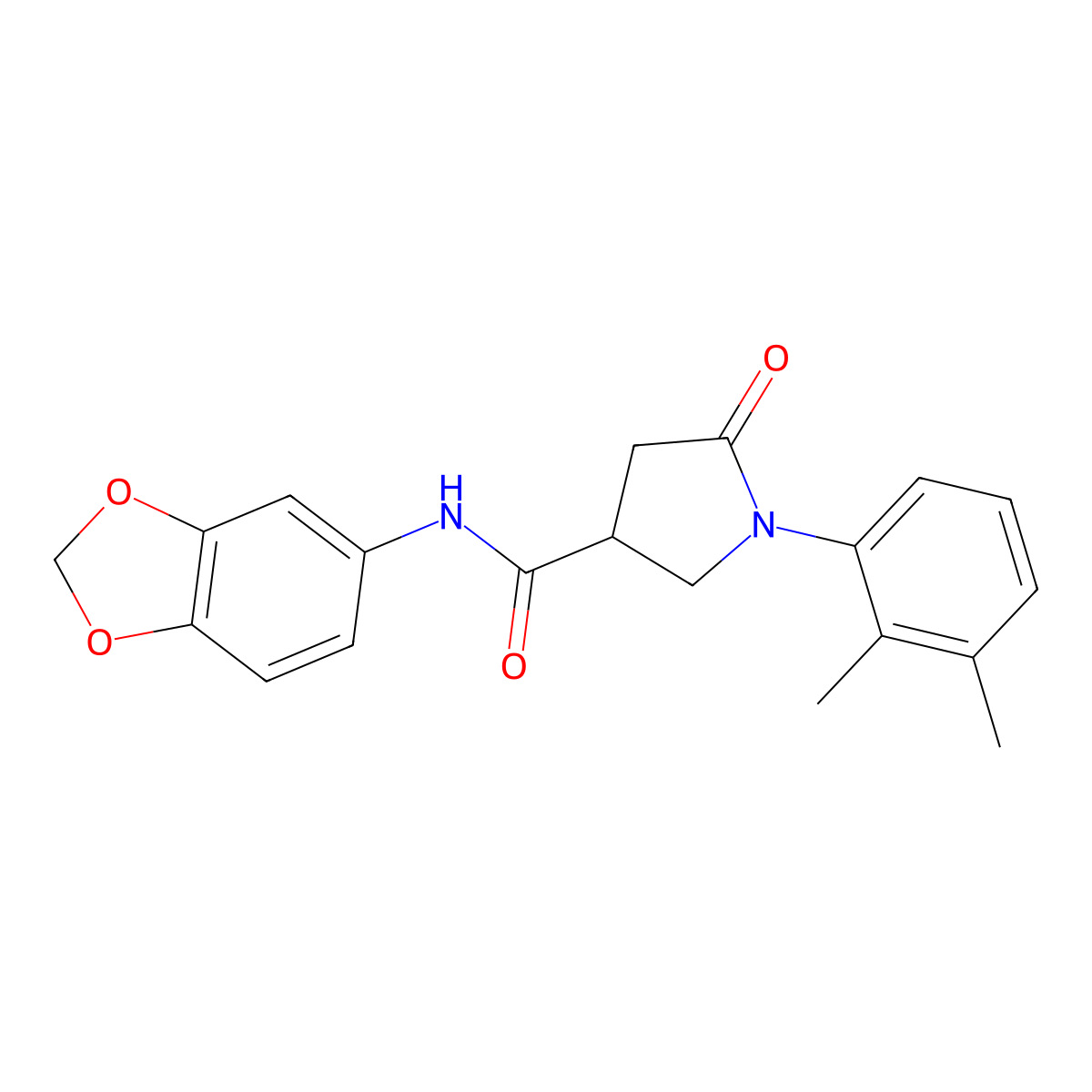 N-(1,3-benzodioxol-5-yl)-1-(2,3-dimethylphenyl)-5-oxopyrrolidine-3-carboxamide molecular structure, CAS 498560-20-6