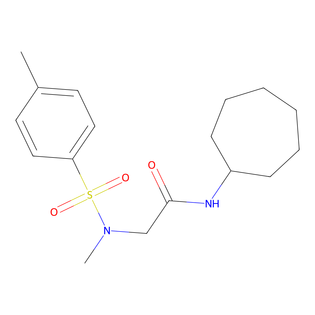 N-cycloheptyl-2-[methyl-(4-methylphenyl)sulfonylamino]acetamide molecular structure, CAS 498561-60-7
