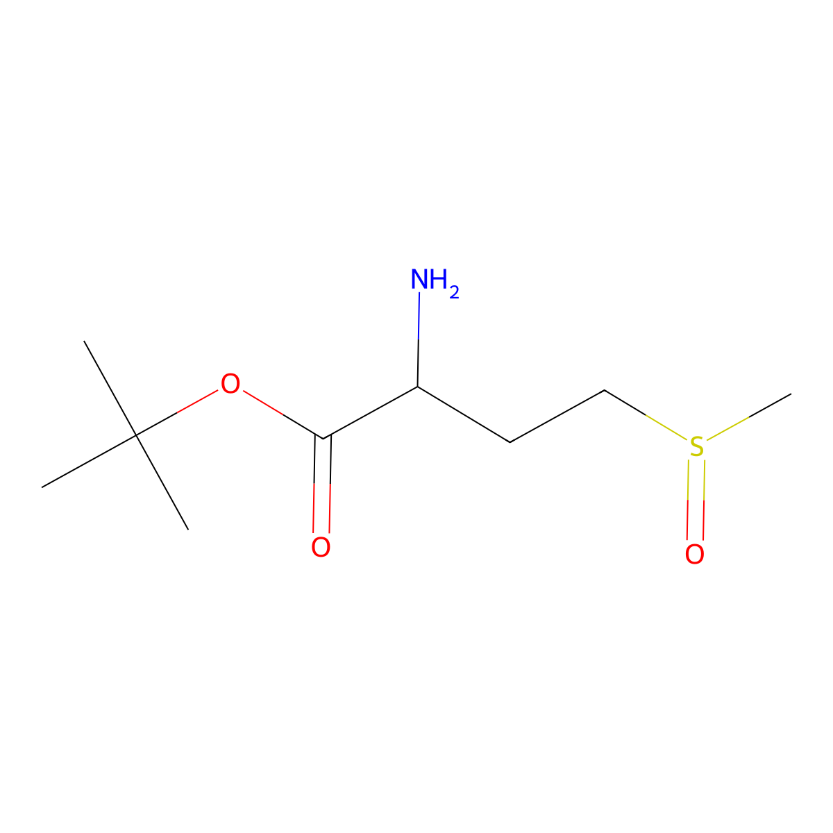 tert-butyl (2S)-2-amino-4-methanesulfinylbutanoate molecular structure, CAS 498565-47-2
