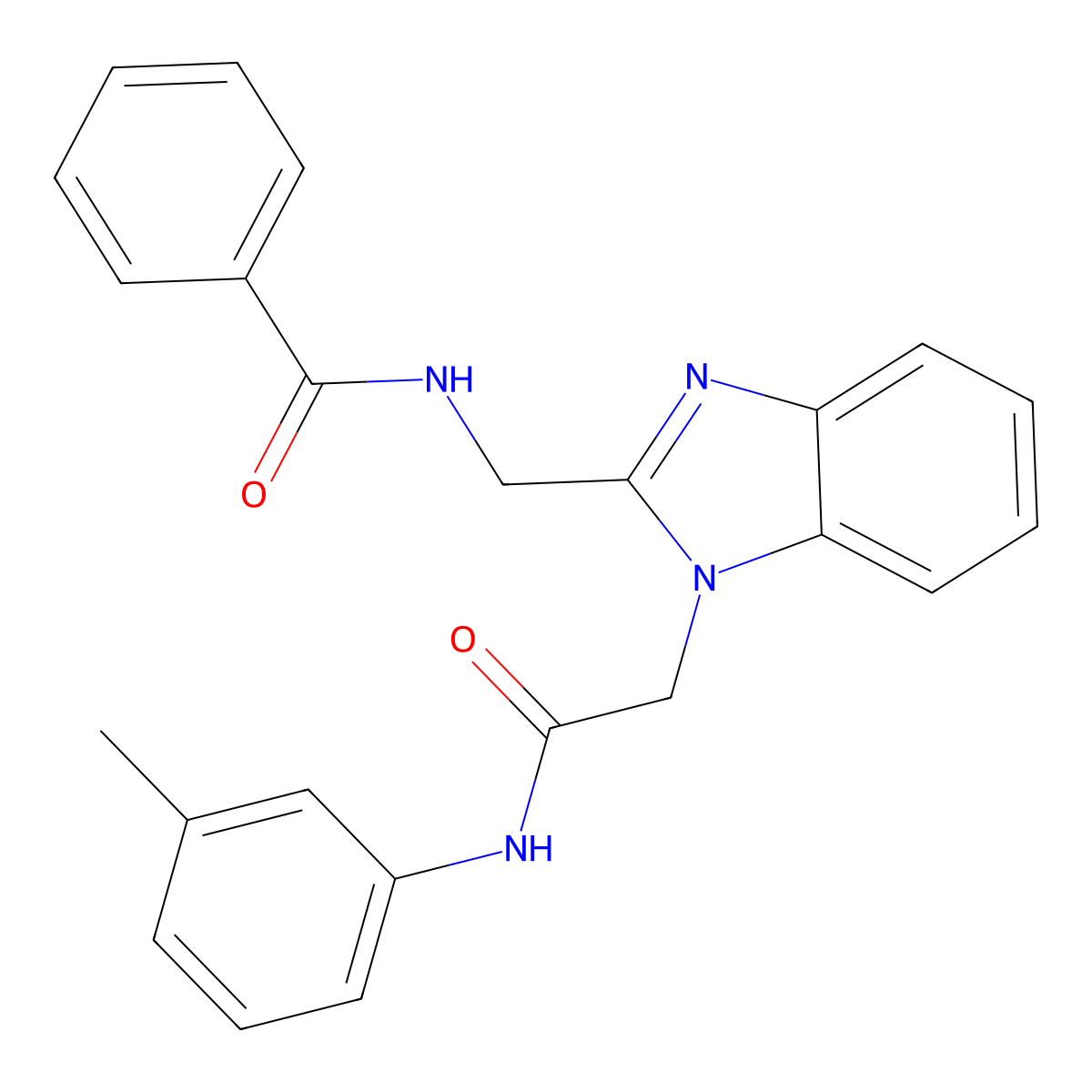 N-[(1-{2-[(3-methylphenyl)amino]-2-oxoethyl}-1H-benzimidazol-2-yl)methyl]benzamide molecular structure, CAS 498568-75-5