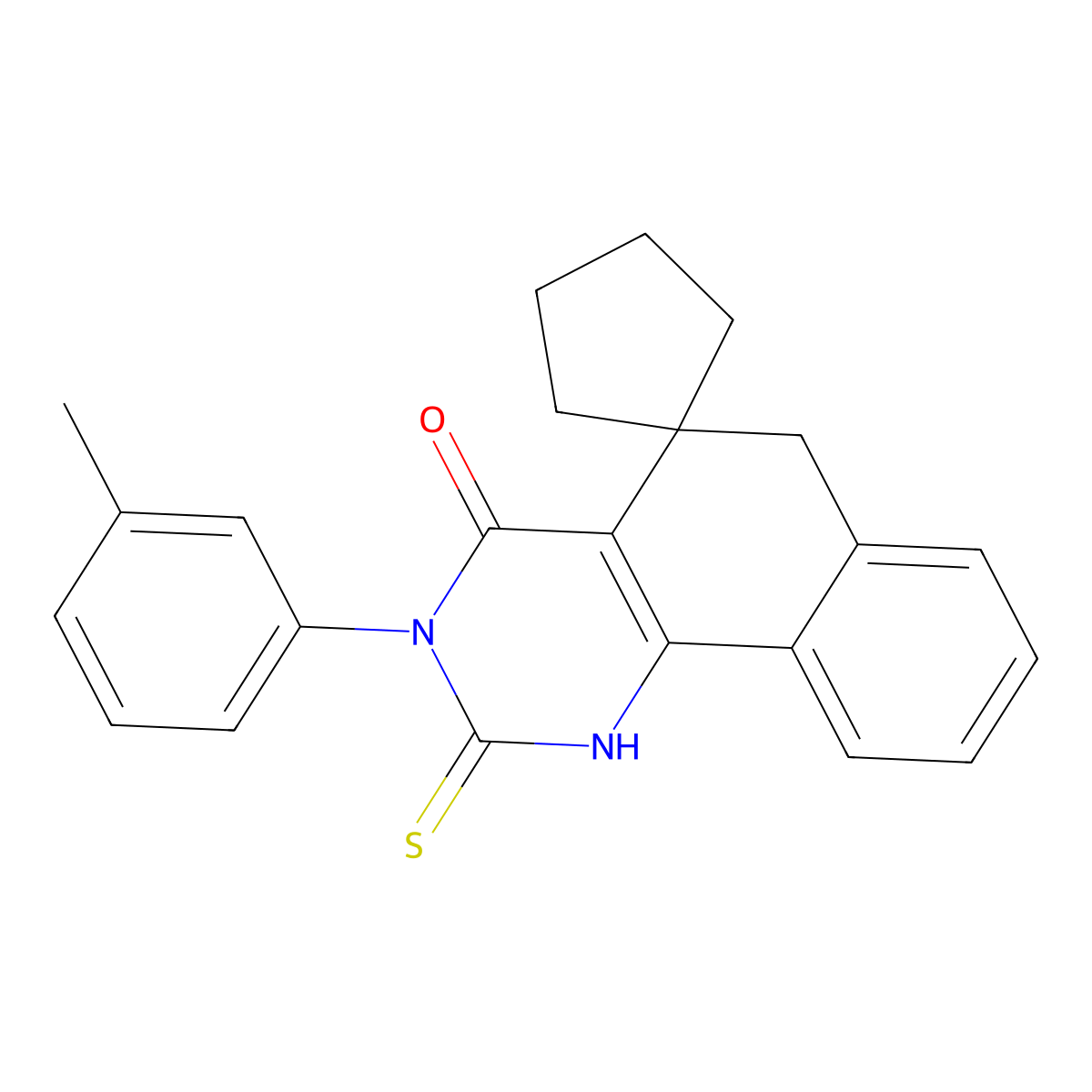 3-(3-Methylphenyl)-2-sulfanylidenespiro[1,6-dihydrobenzo[h]quinazoline-5,1'-cyclopentane]-4-one molecular structure, CAS 498568-95-9