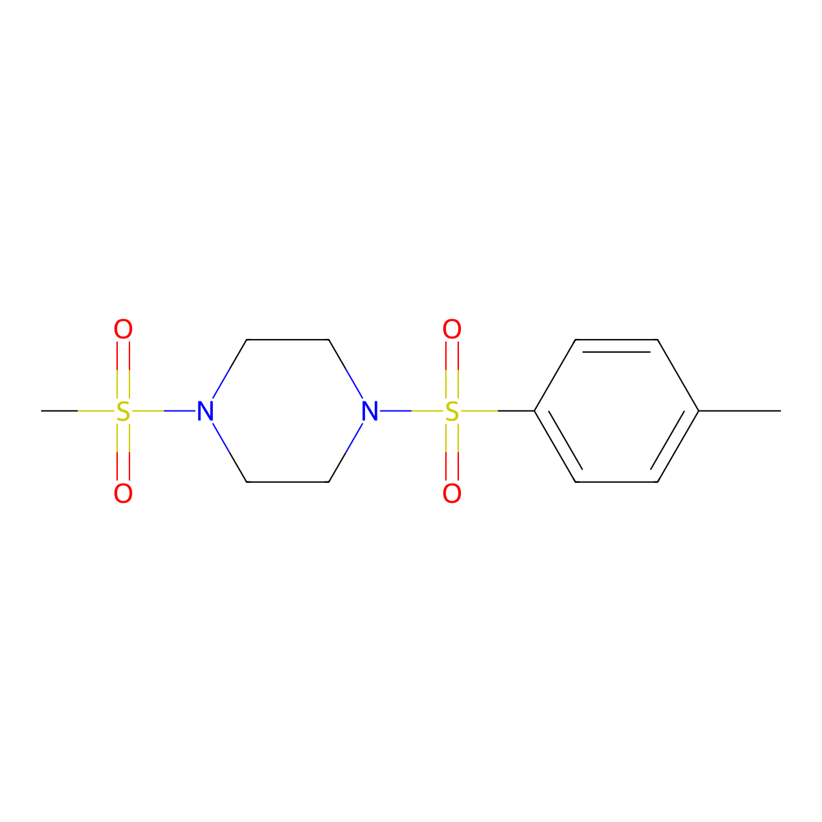 1-[(4-Methylphenyl)sulfonyl]-4-(methylsulfonyl)piperazine molecular structure, CAS 498569-02-1