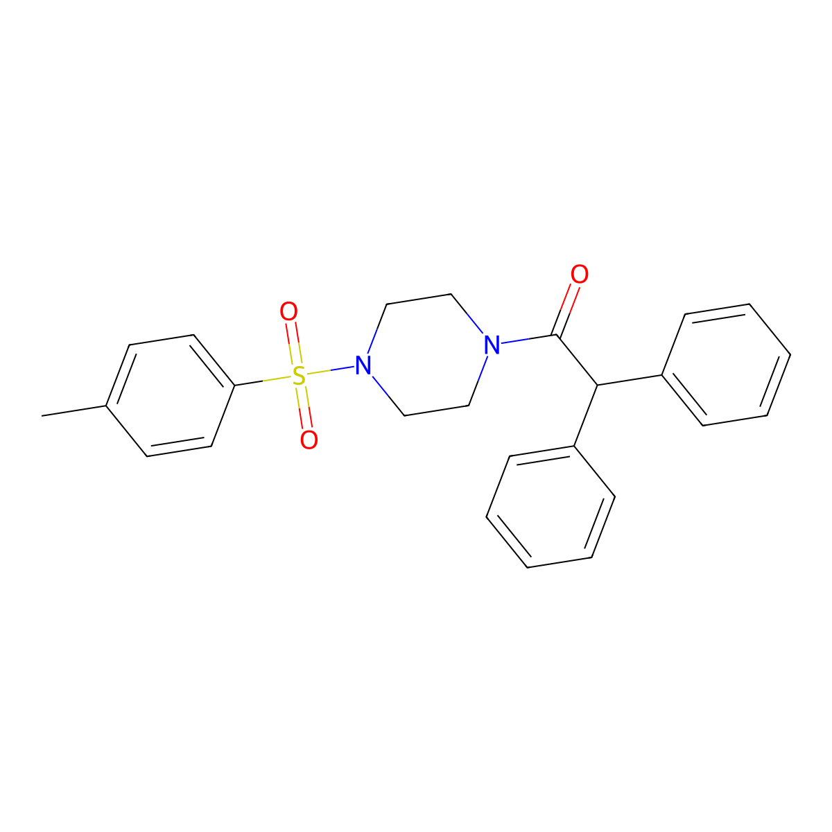 1-(Diphenylacetyl)-4-[(4-methylphenyl)sulfonyl]piperazine molecular structure, CAS 498569-77-0