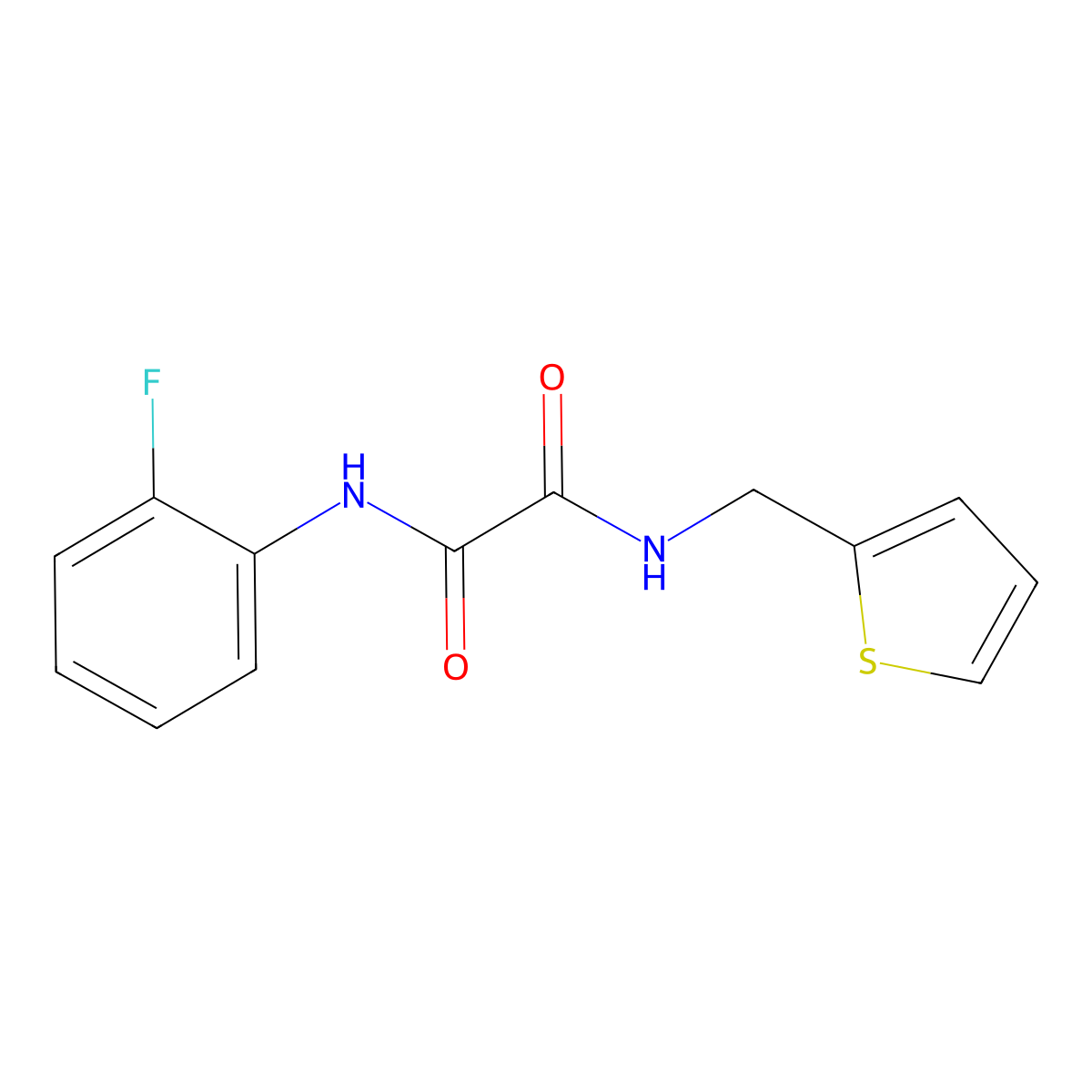 N'-(2-fluorophenyl)-N-(thiophen-2-ylmethyl)oxamide molecular structure, CAS 498570-06-2