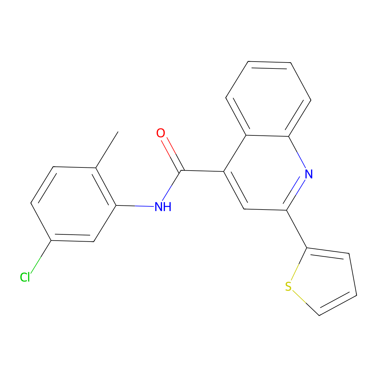 N-(5-chloro-2-methylphenyl)-2-(2-thienyl)-4-quinolinecarboxamide molecular structure, CAS 498570-45-9