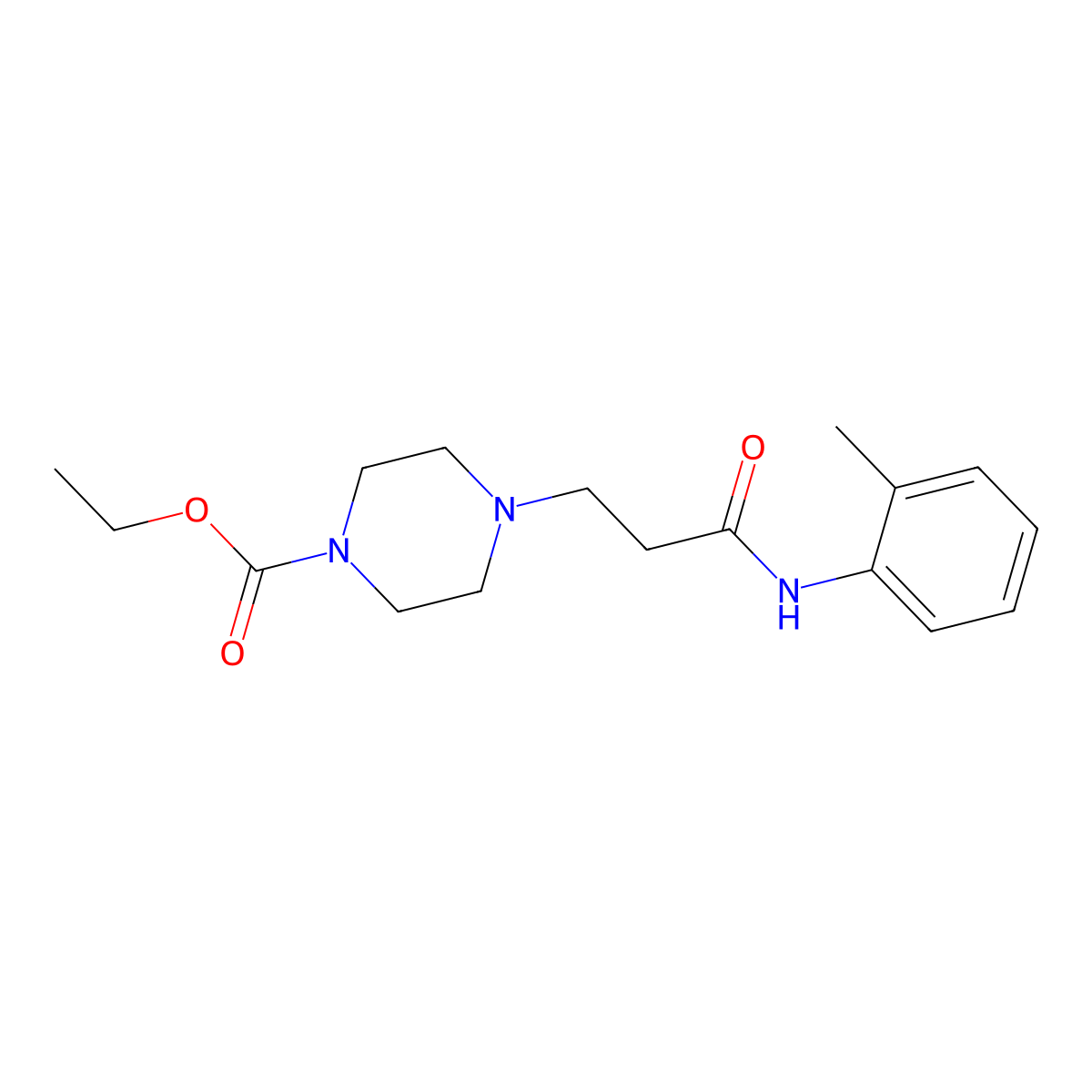 Ethyl 4-[3-oxo-3-(2-toluidino)propyl]-1-piperazinecarboxylate molecular structure, CAS 498570-48-2