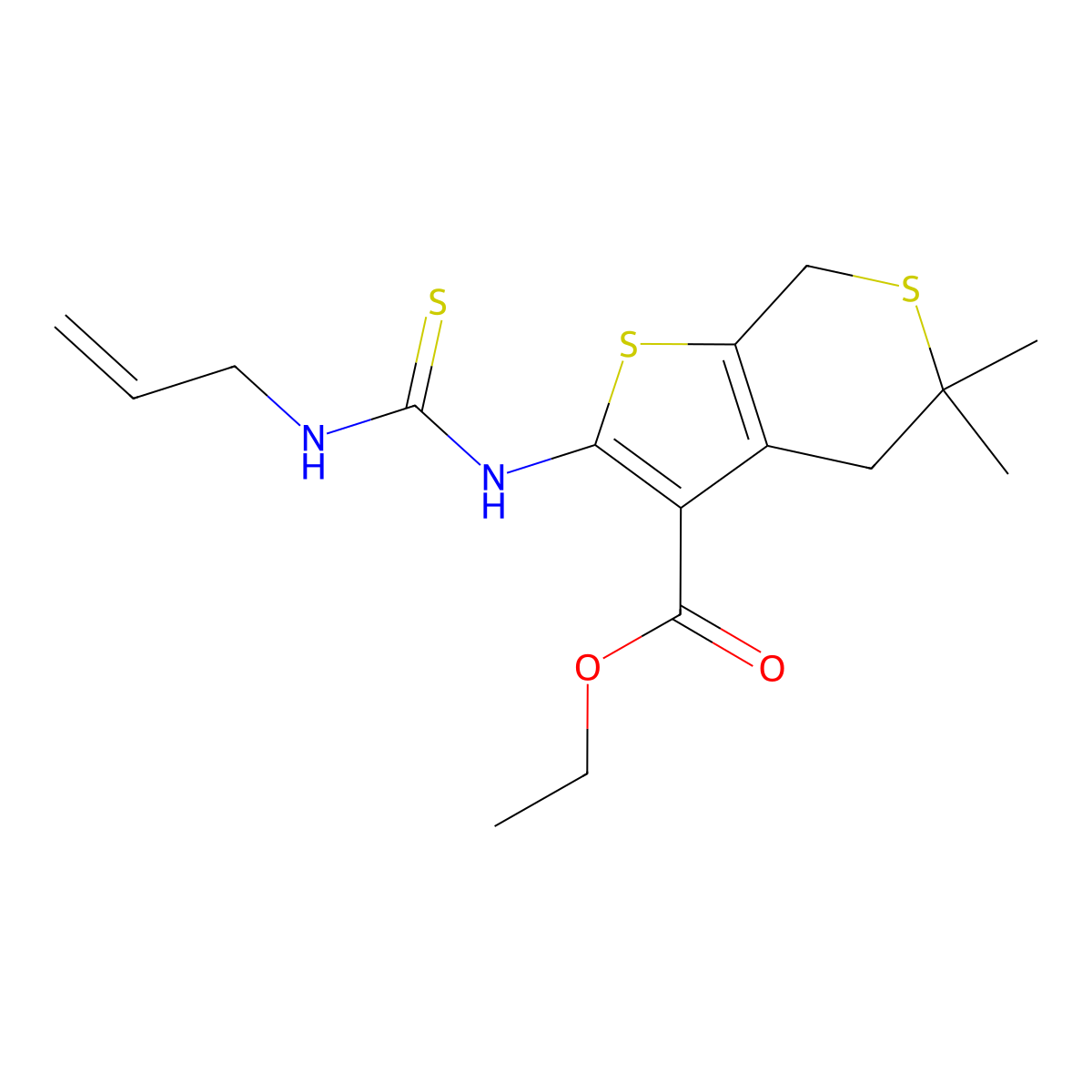 Ethyl 5,5-dimethyl-2-(prop-2-enylcarbamothioylamino)-4,7-dihydrothieno[2,3-c]thiopyran-3-carboxylate molecular structure, CAS 498570-49-3
