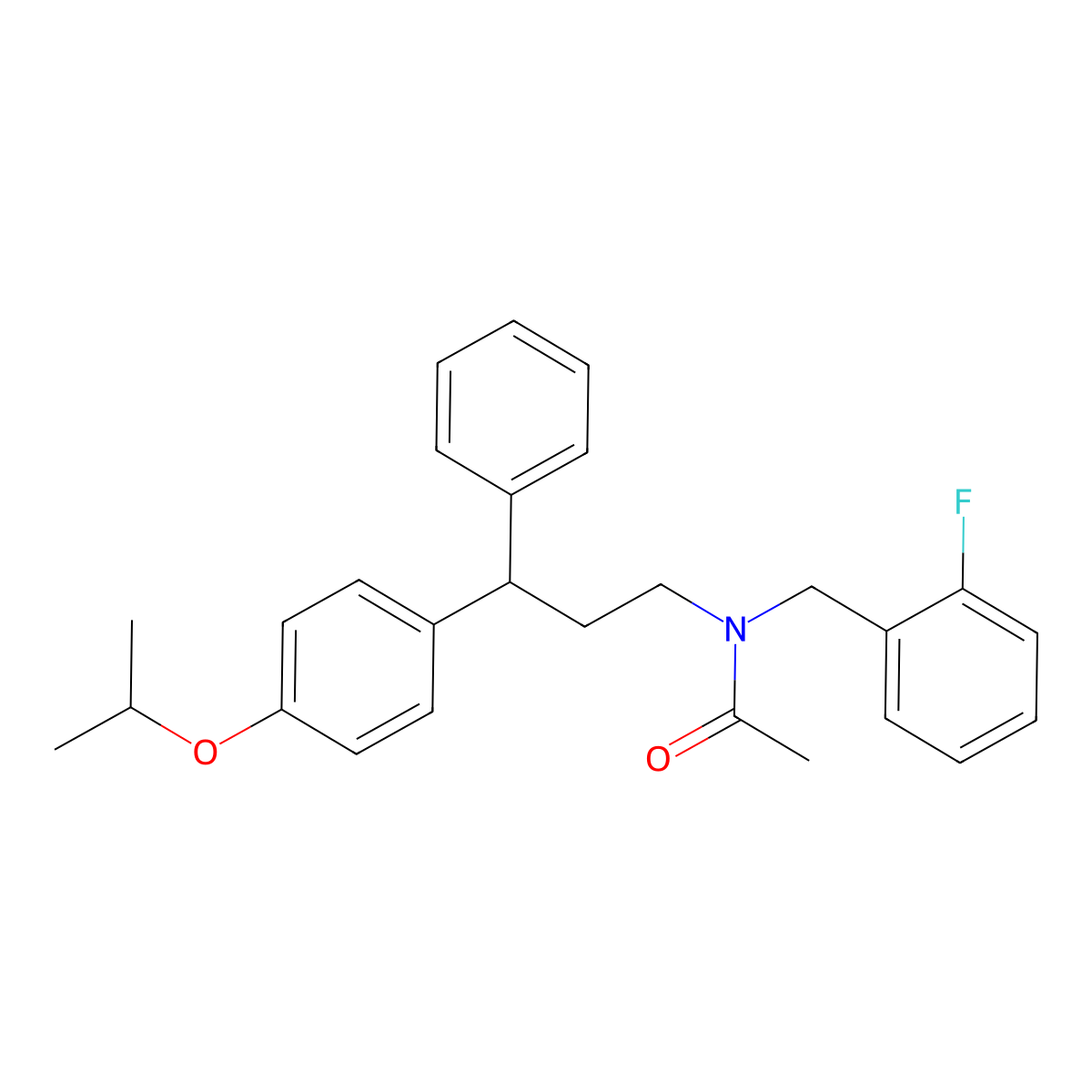 N-[(2-fluorophenyl)methyl]-N-[3-phenyl-3-(4-propan-2-yloxyphenyl)propyl]acetamide molecular structure, CAS 498570-52-8