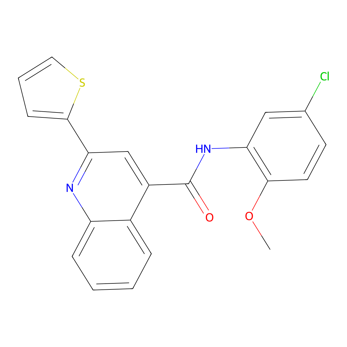 N-(5-chloro-2-methoxyphenyl)-2-(thiophen-2-yl)quinoline-4-carboxamide molecular structure, CAS 498570-75-5
